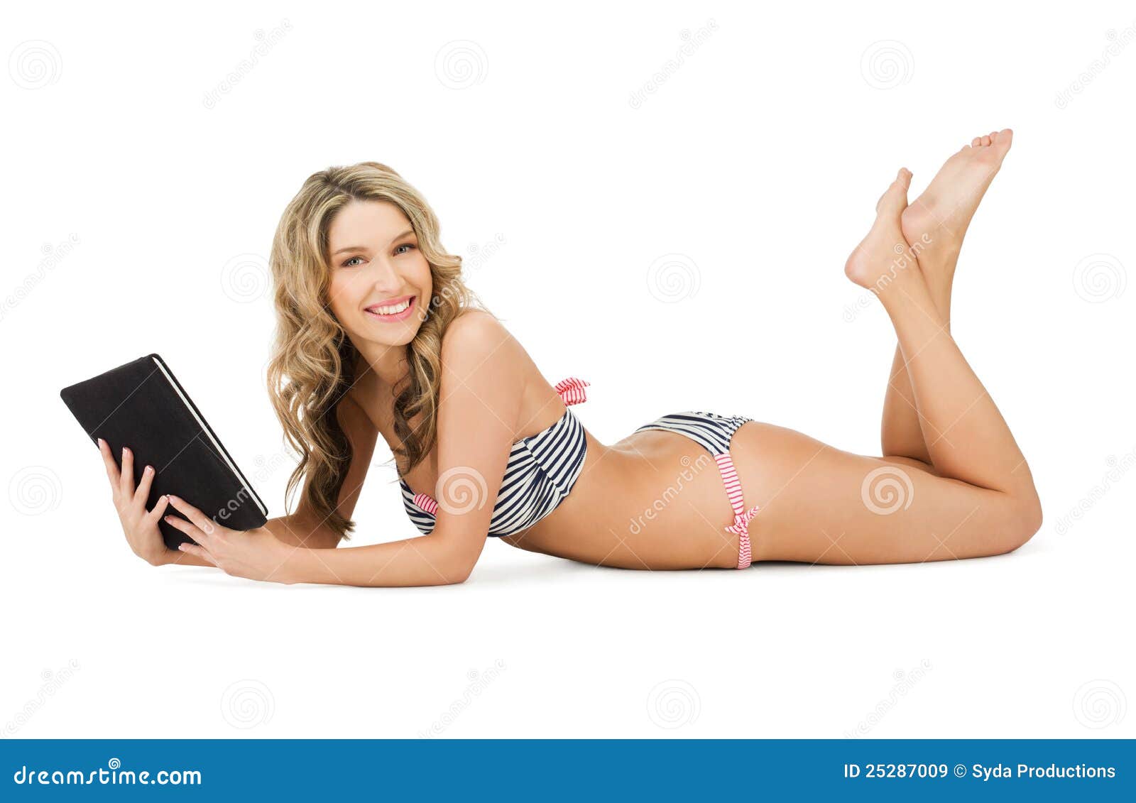 Woman in Bikini with Tablet Pc Computer Stock Image Image of lovely