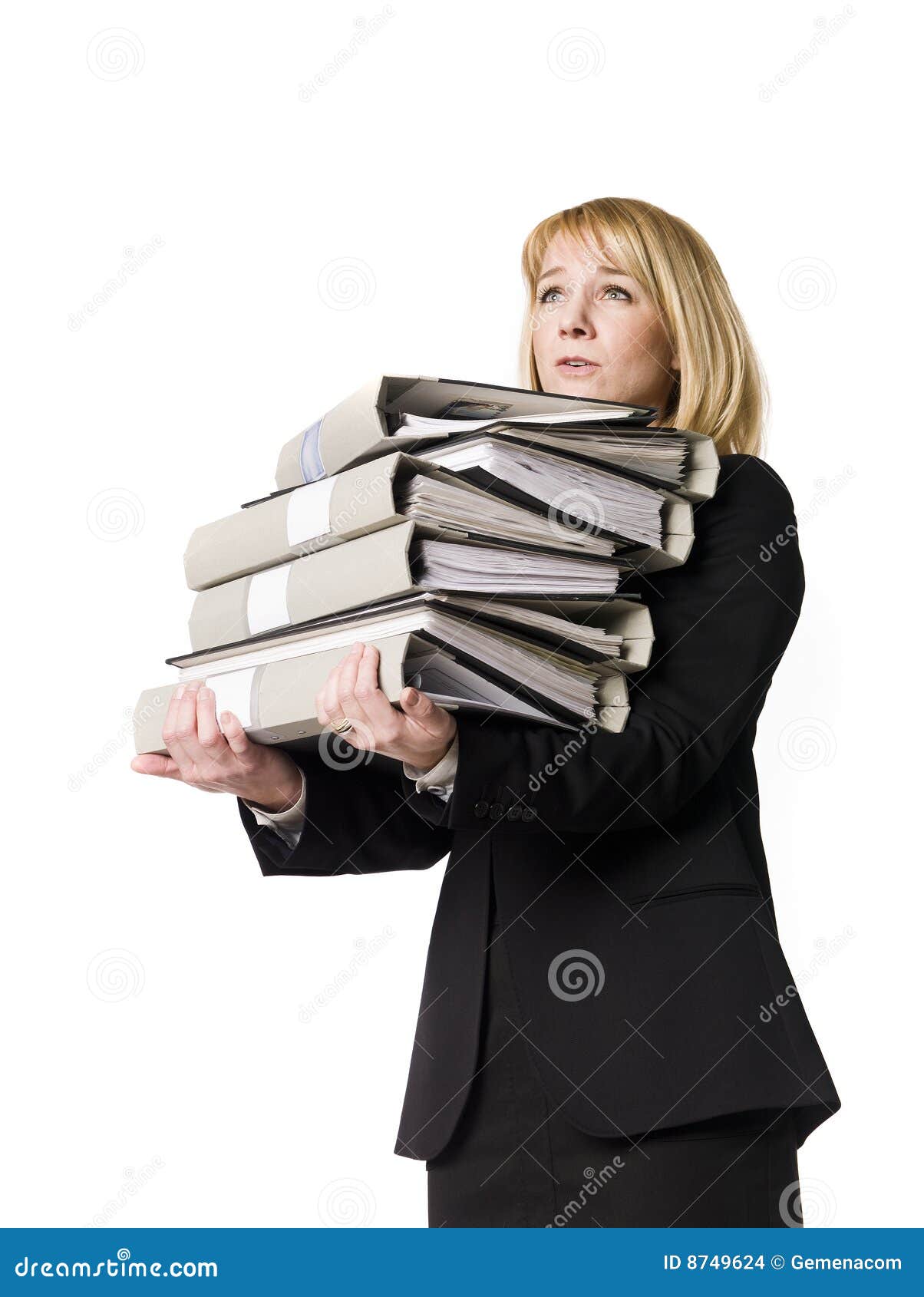 Woman with binders stock photo. Image of female, hard 8749624