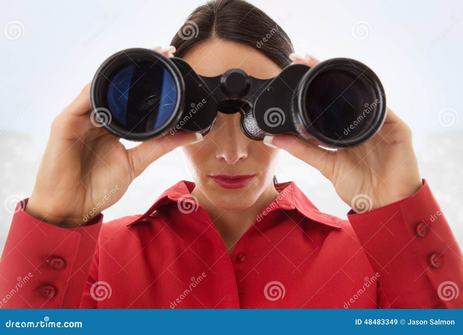 Woman with binoculars stock image. Image of people, lady 48483349