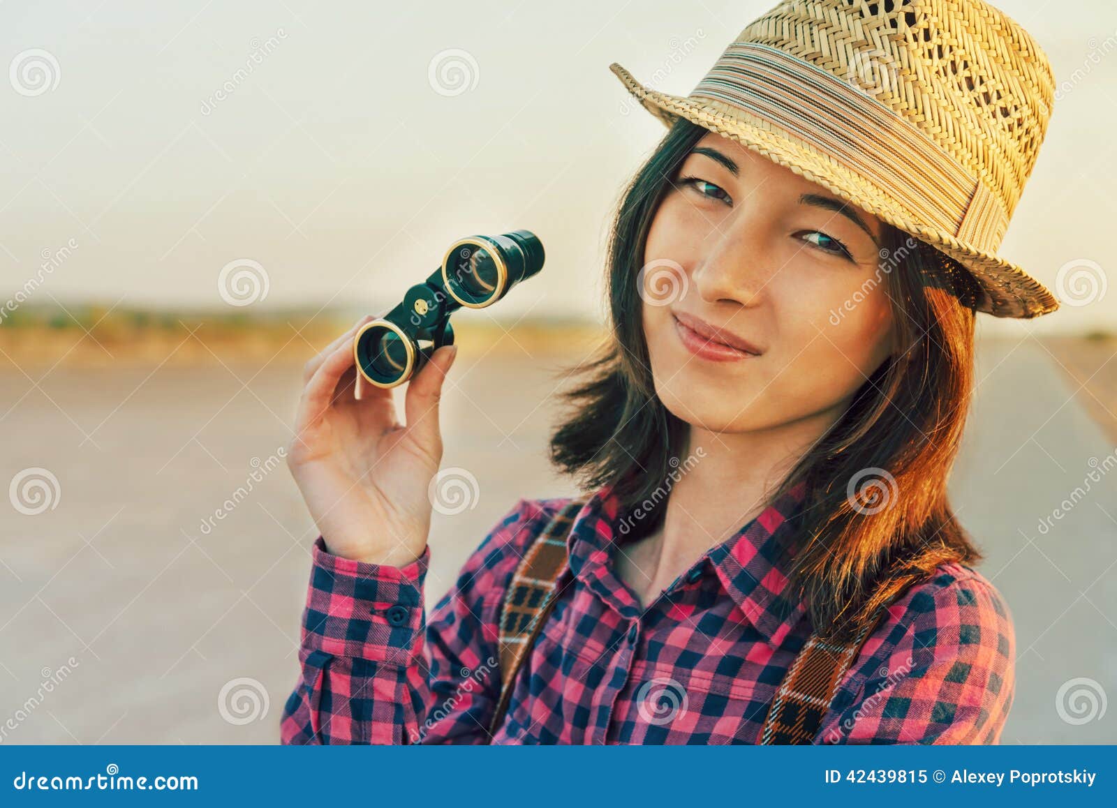Woman with binoculars stock image. Image of lifestyle 42439815