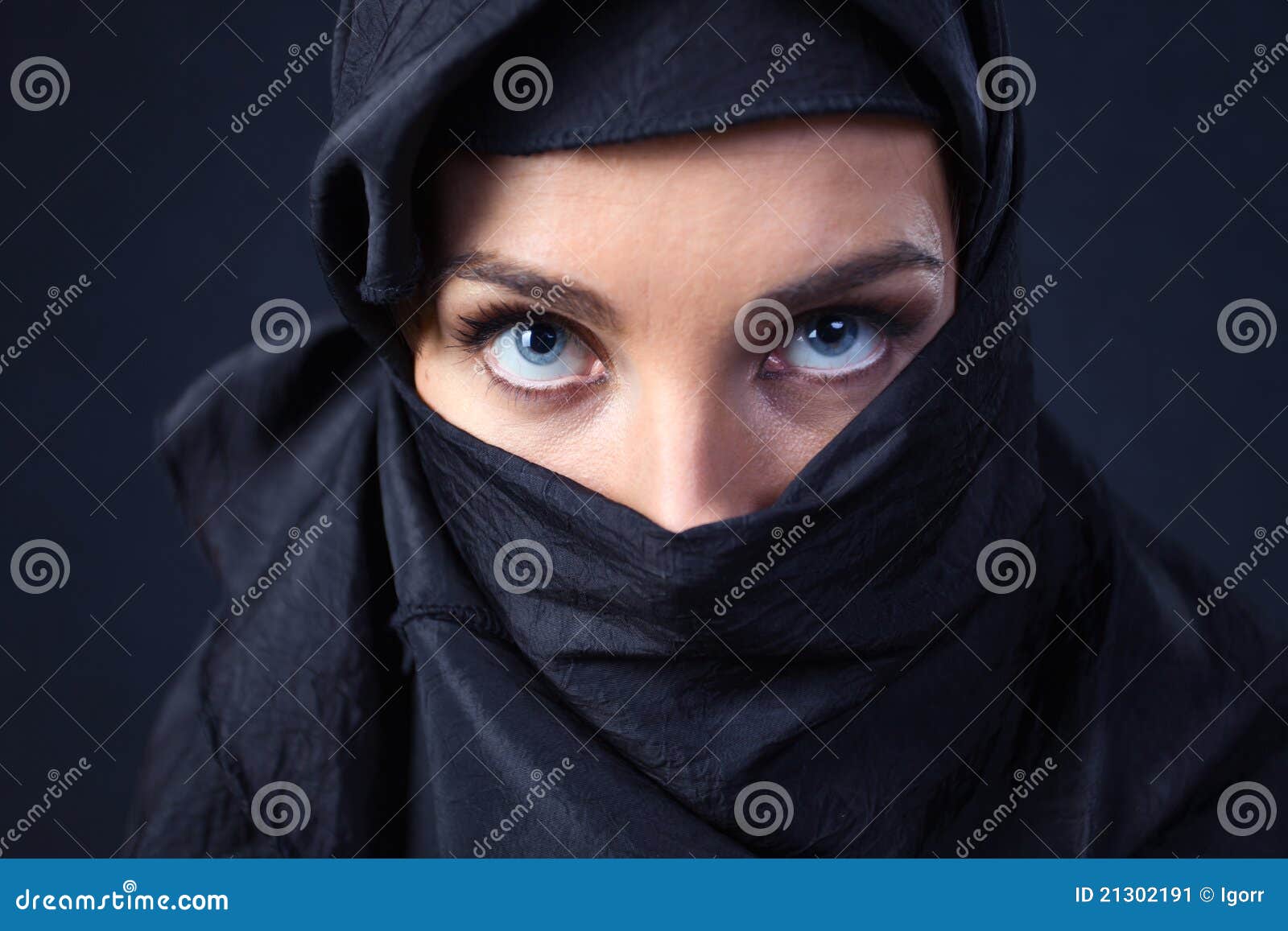 Woman in black stock image. Image of covered, eyes, dark - 21302191