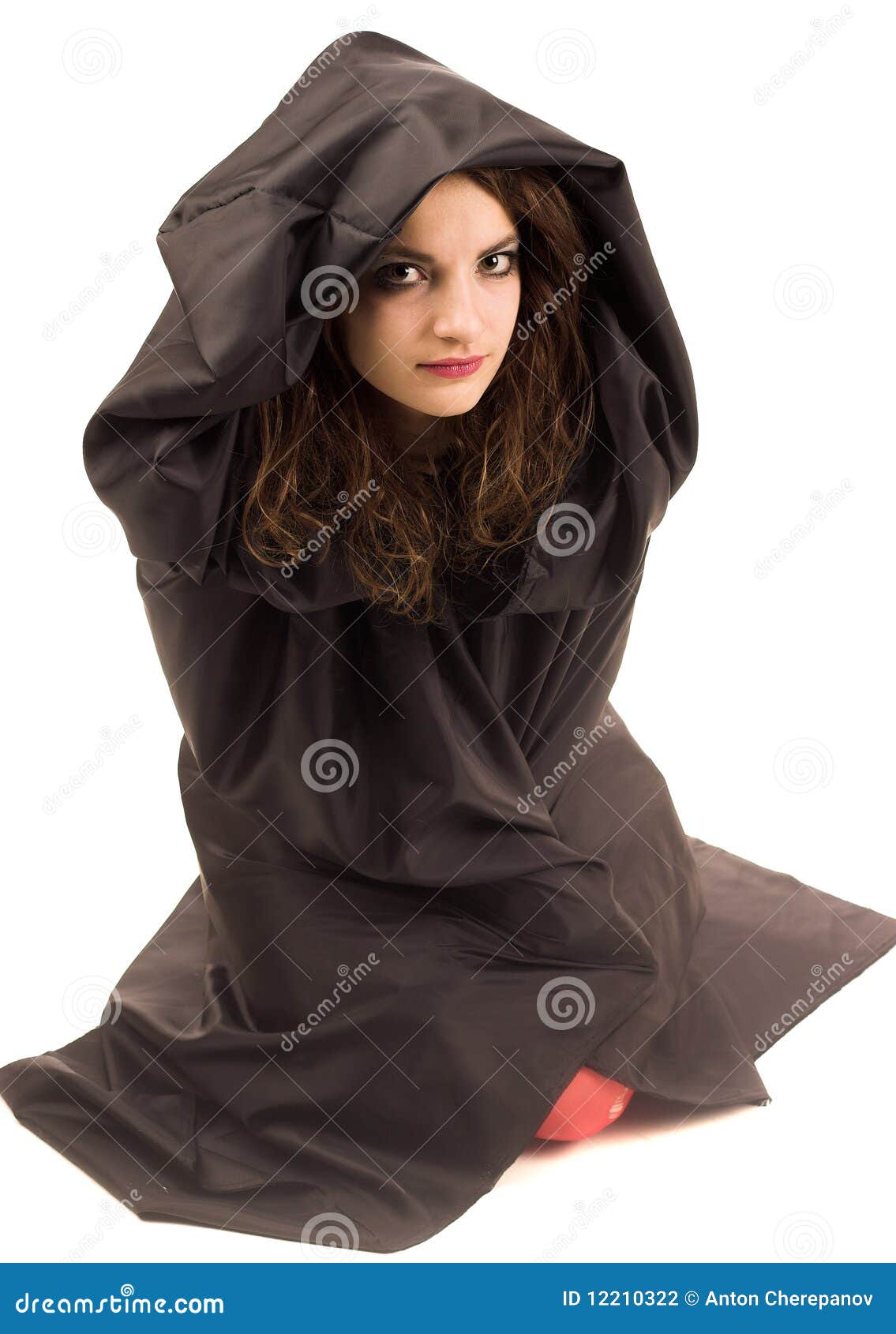 Woman in black costume stock photo. Image of smiling 12210322
