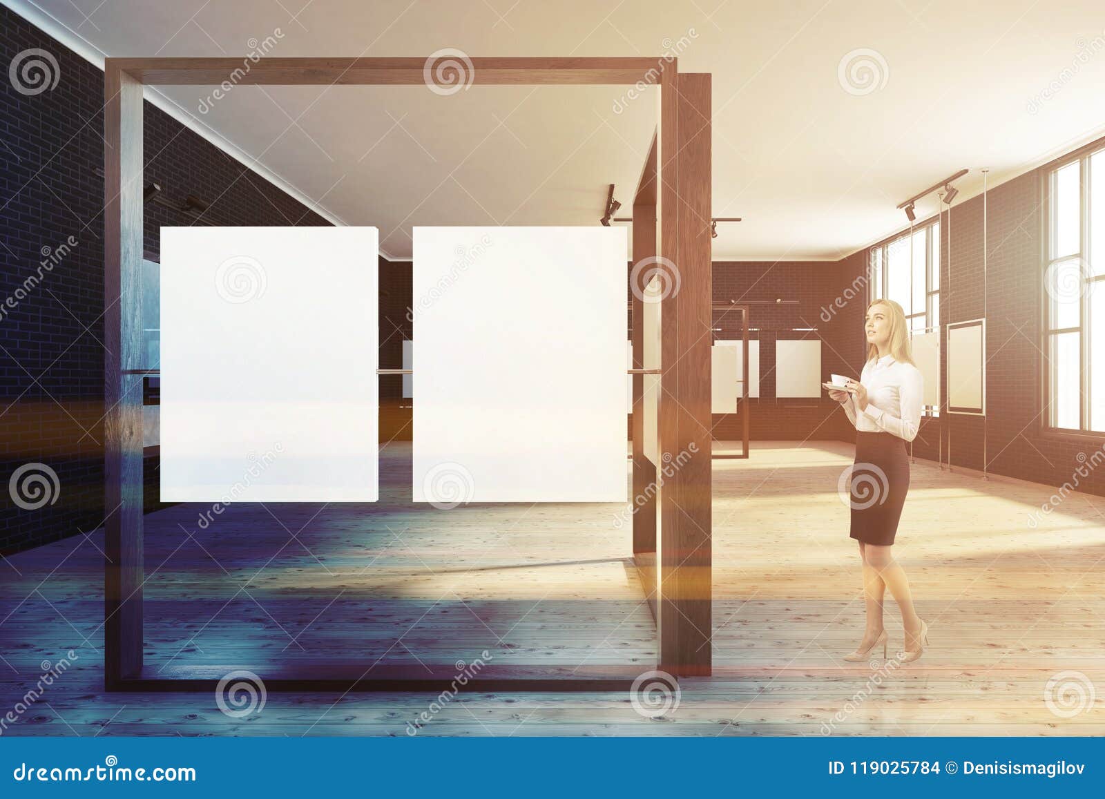 Download Woman Black Mockup Poster Gallery Art Exhibition Stock Illustration Illustration Of Copyspace Blank 119025784