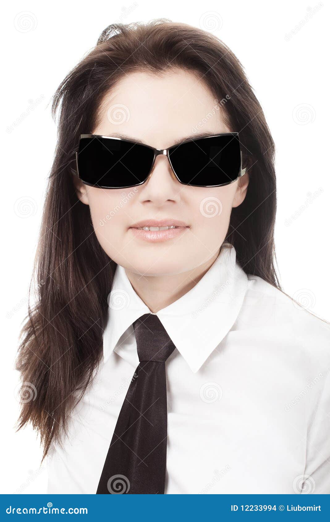 Woman in Black Tie and Glasses Stock Photo Image of secretary, hairstyle 12233994