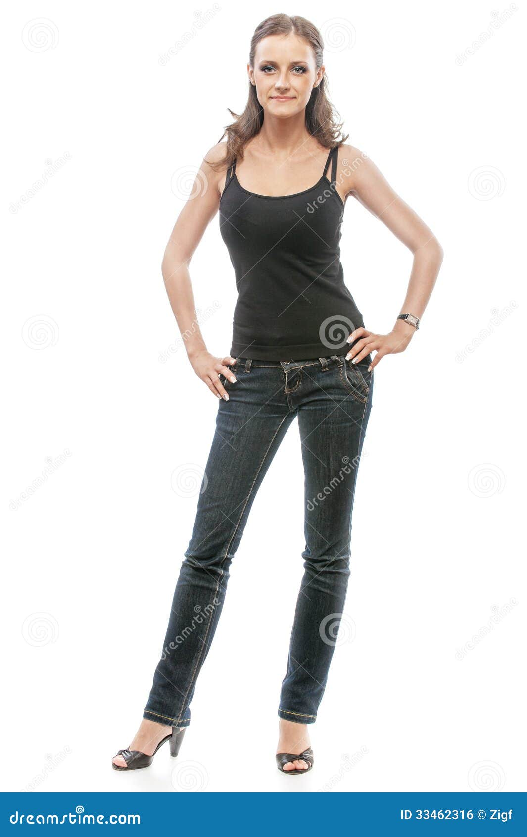 Woman in black vest stock photo. Image of cute, clean - 33462316