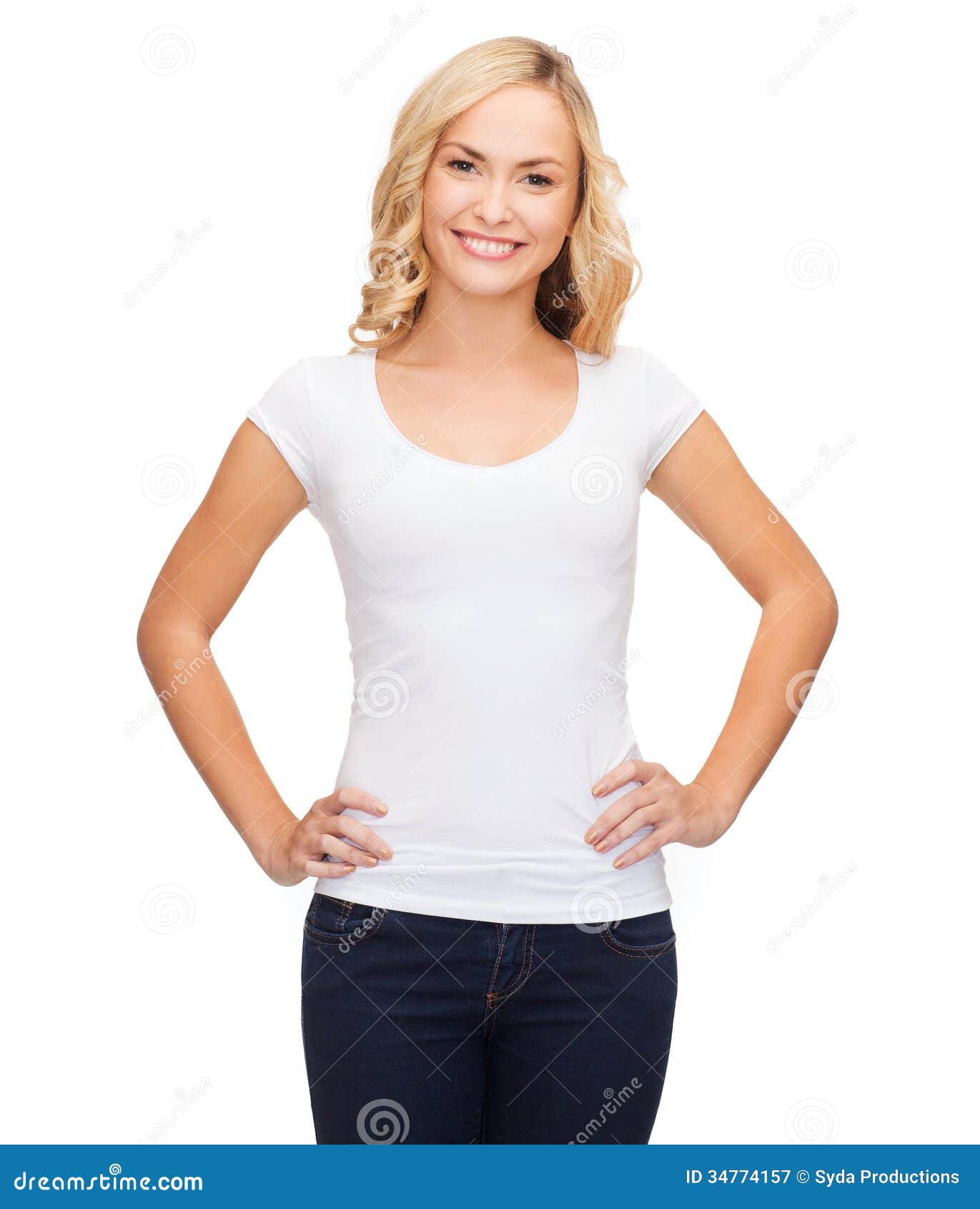 Download Woman In Blank White T-shirt Stock Image - Image of ...