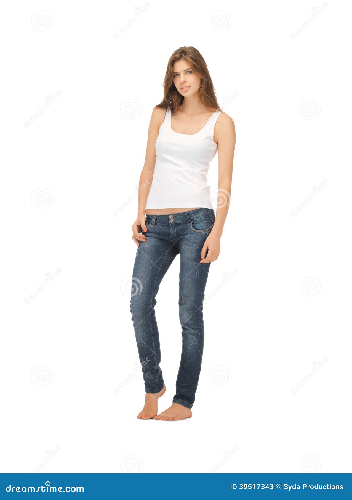 Woman in Blank White T-shirt Stock Image - Image of cool, kind: 39517343