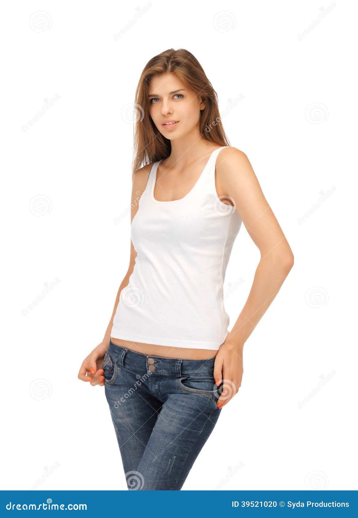 Woman in Blank White T-shirt Stock Photo - Image of human, beauty: 39521020