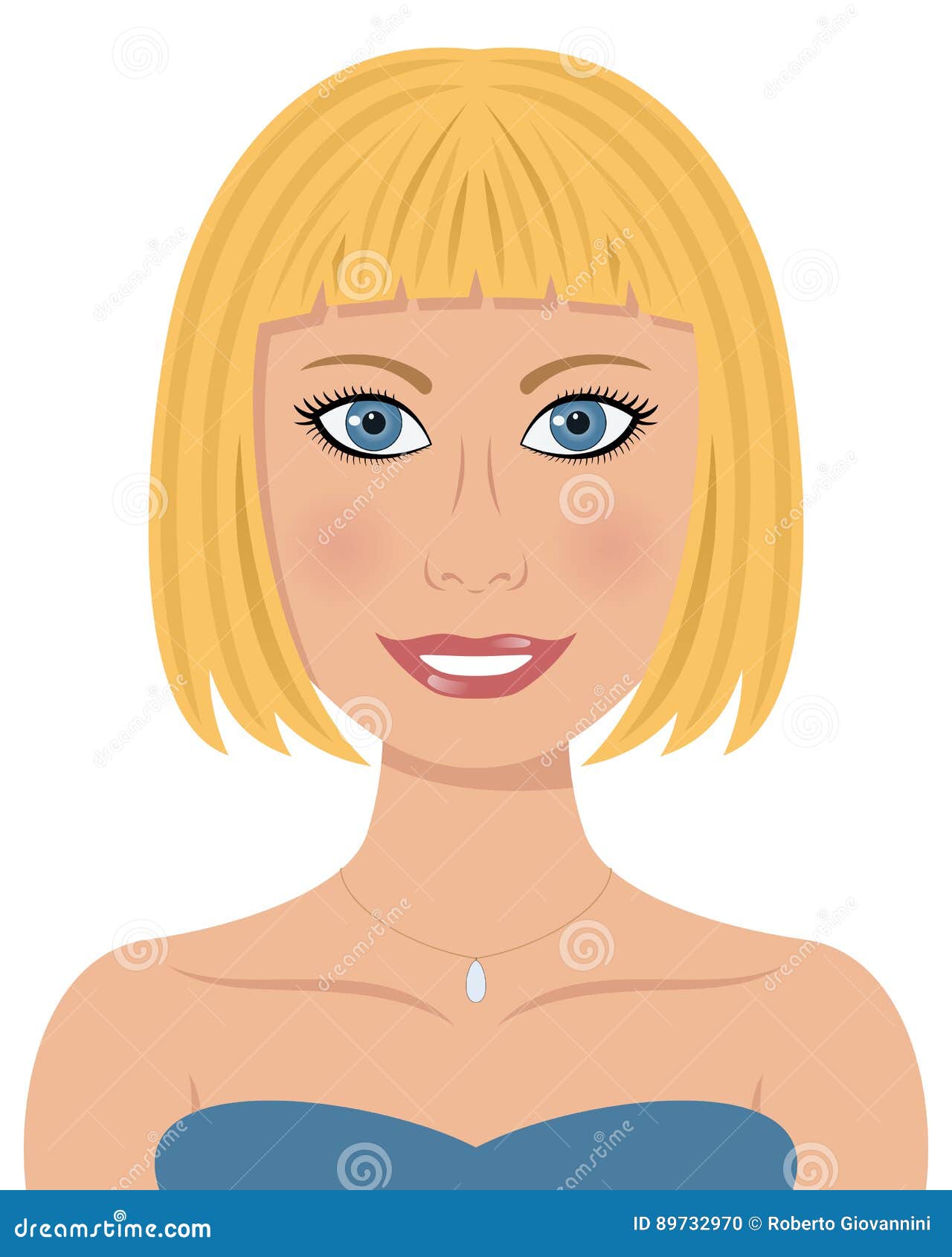 Woman With Blonde Hair And Blue Eyes Stock Vector Illustration