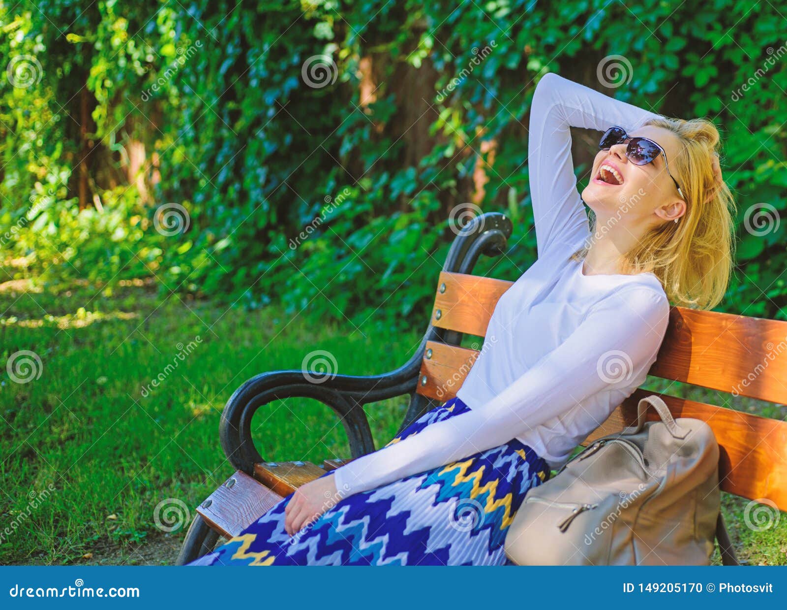 Woman Blonde With Sunglasses Dream About Vacation Time For Myself Lady Needs Relax And 