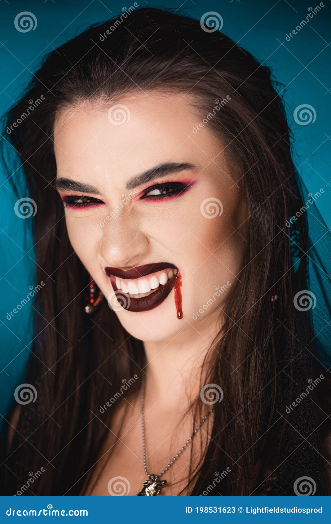 Woman with Blood on Face Showing Stock Image - Image of caucasian, blue ...
