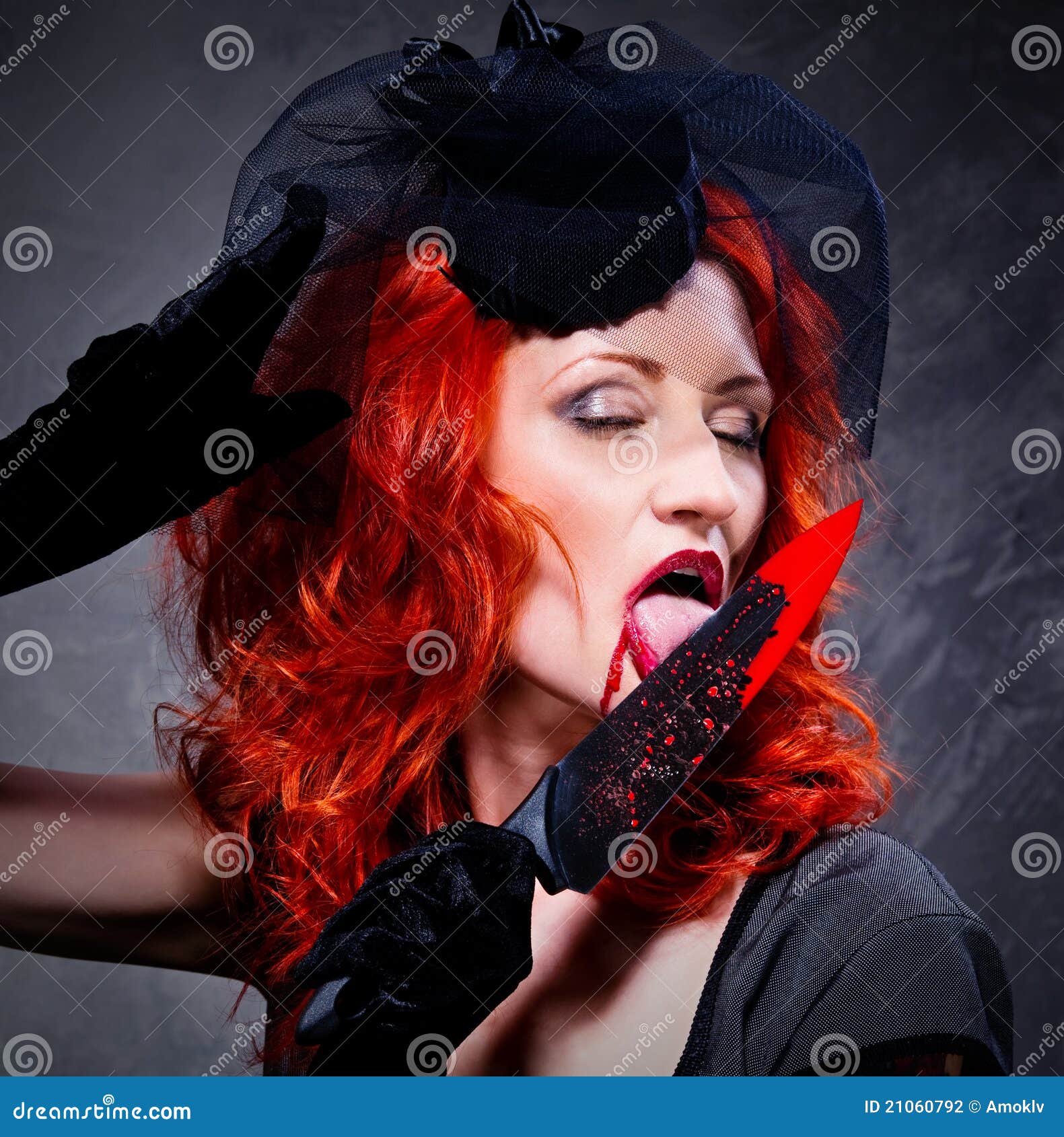 Woman With Bloody Knife In Her Hand Stock Photography Woman With Bloody Knife In Her Hand Stock Photography