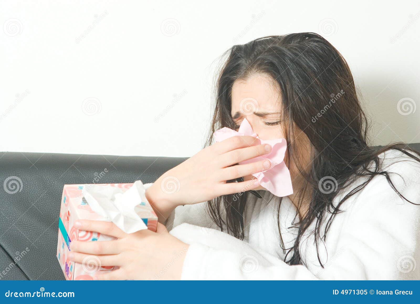Sneezing woman stock image. Image of sneeze, hair, black 4971305