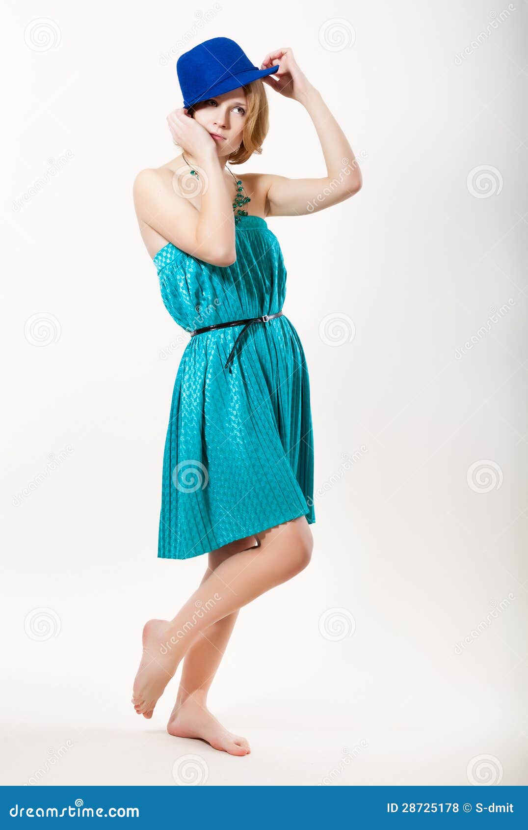 Woman with blue hat stock photo. Image of isolated, portrait 28725178