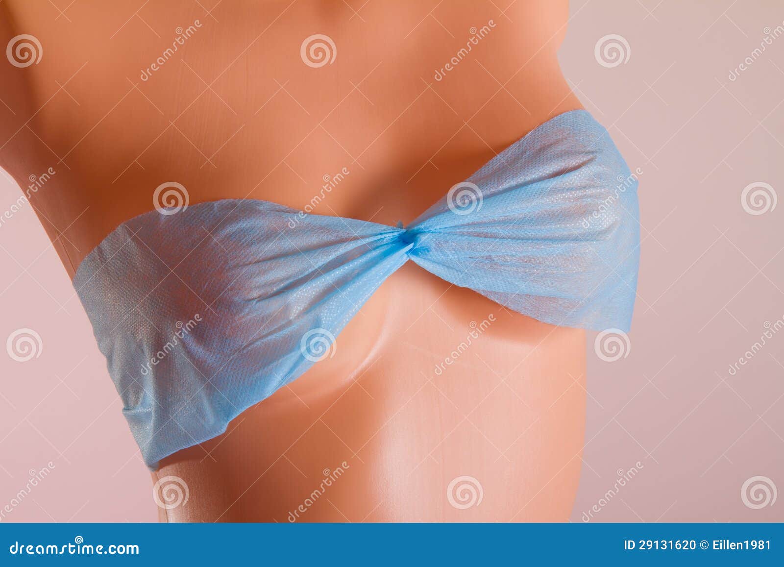 Woman Blue Spa Disposable Bra on a Mannequin Stock Photo - Image