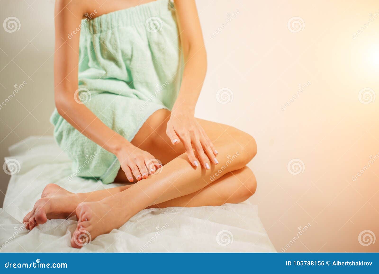 Body Care. Beautiful Woman with Long Legs, Healthy Soft Skin Stock Photo -  Image of legs, girl: 74382478