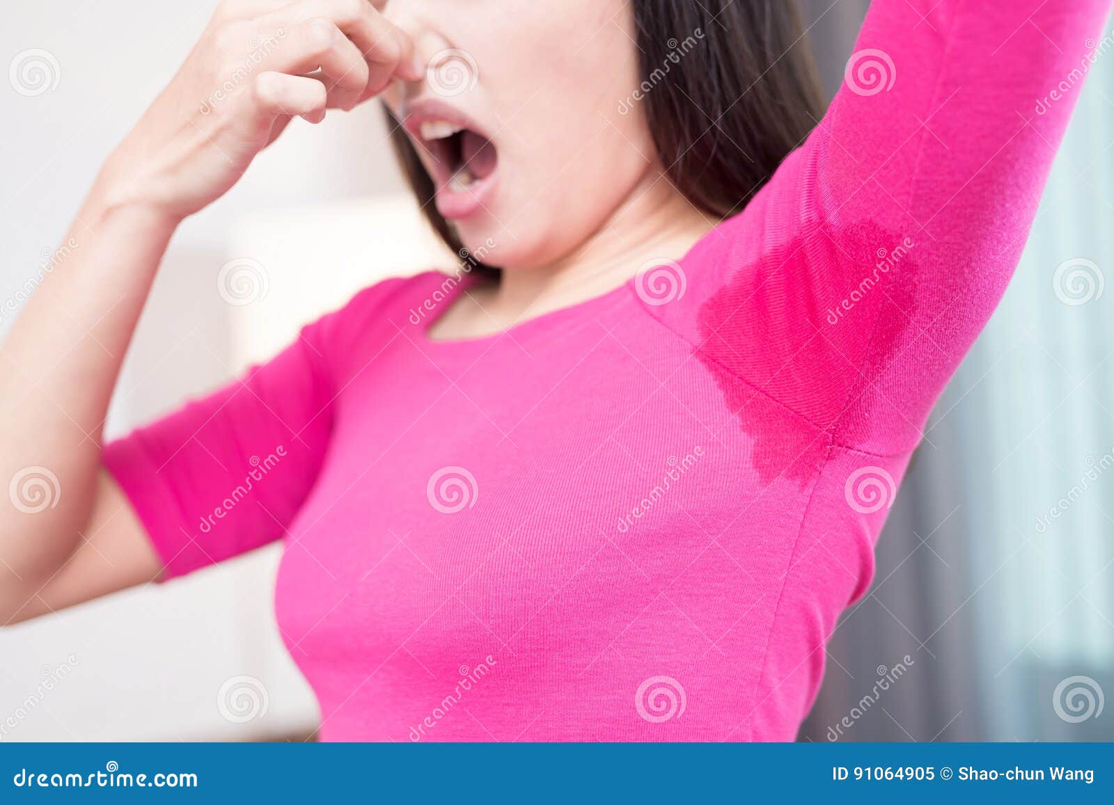 Woman with body odor stock image. Image of disgust, feeling 91064905