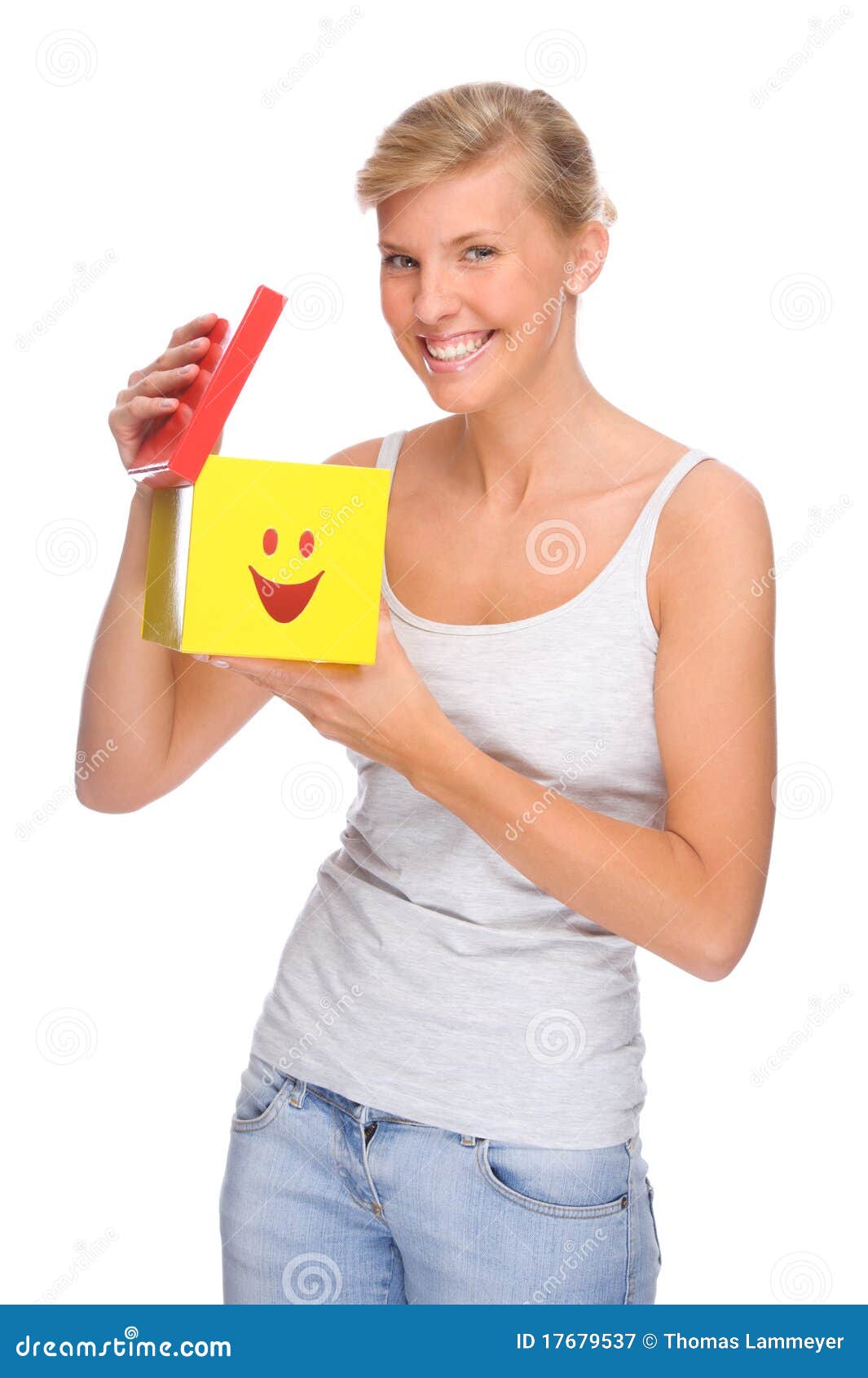 Woman with box stock image. Image of alone, looking, people - 17679537