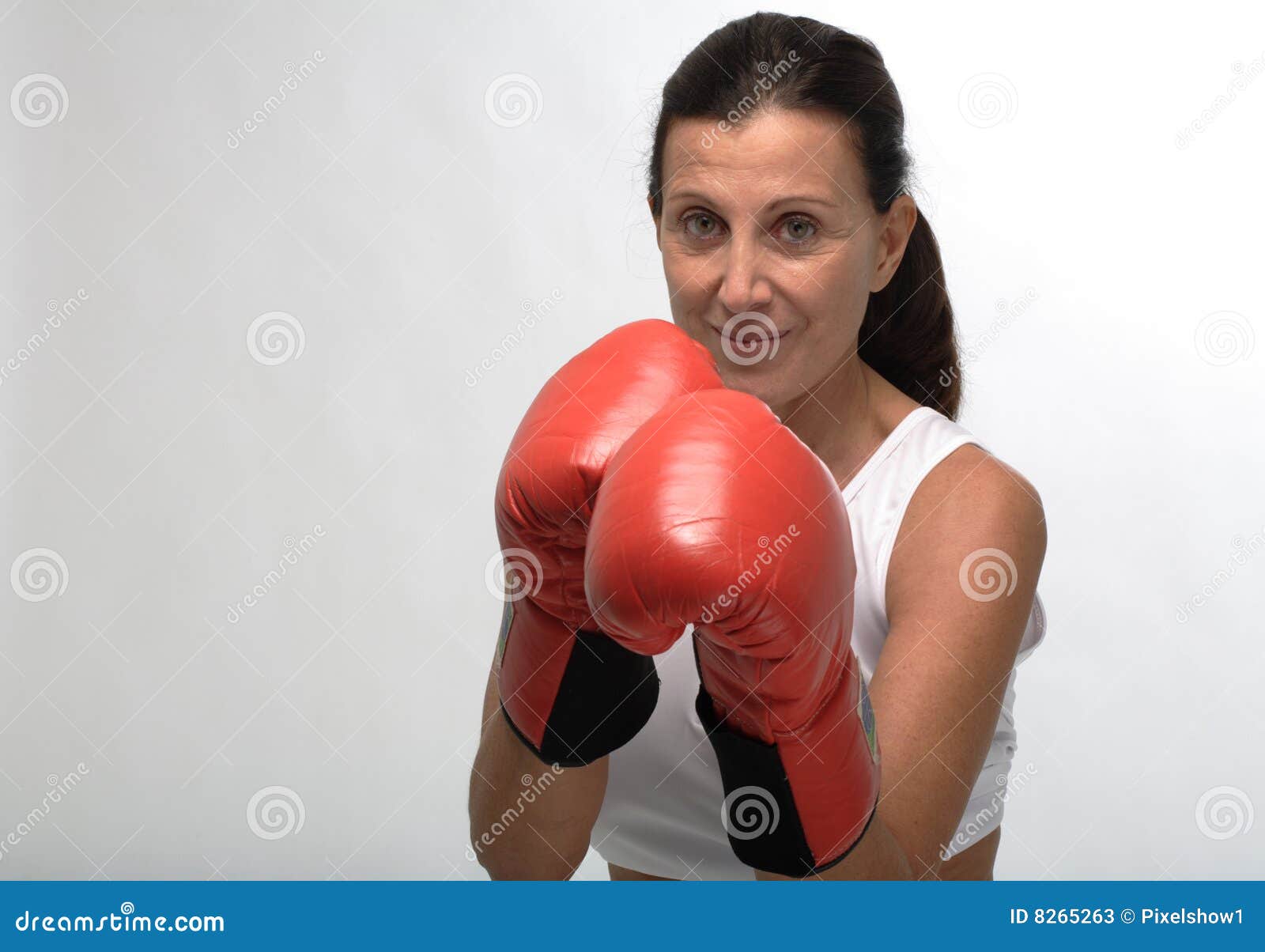 Woman boxing stock image photo