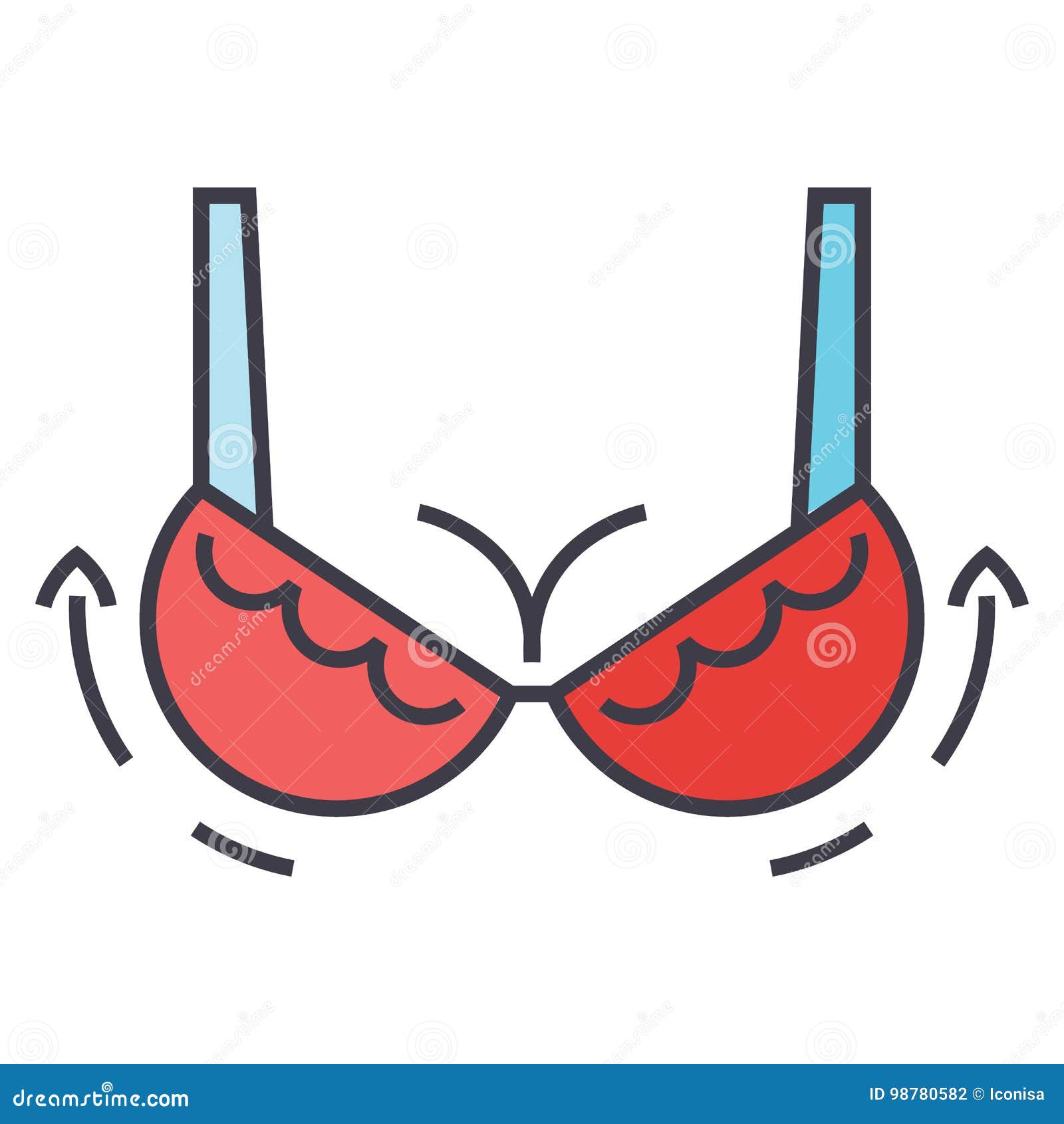 Female breast in a red bra icon, flat style 15090593 Vector Art at