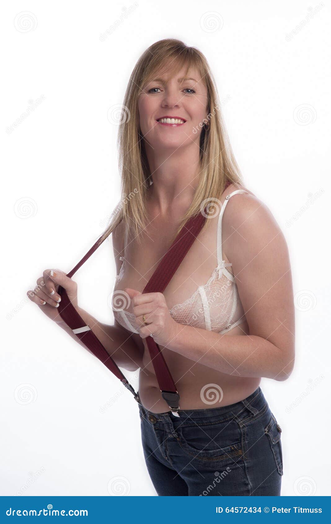 Woman in Bra Wearing Braces Stock Photo - Image of blonde, blue