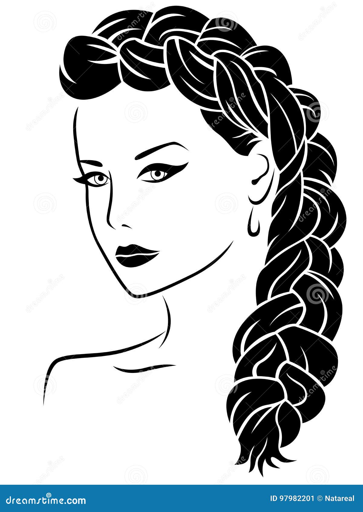 Download Woman with braid stock vector. Illustration of gorgeous - 97982201