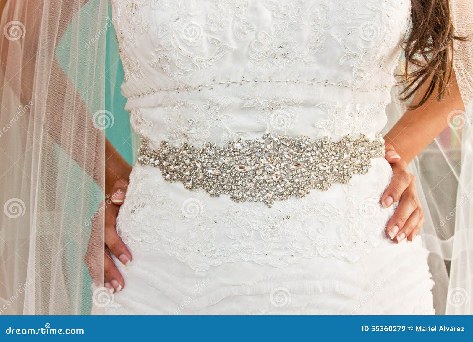 Woman with Bride Dress with Belt Stock Image - Image of dress, vintage ...