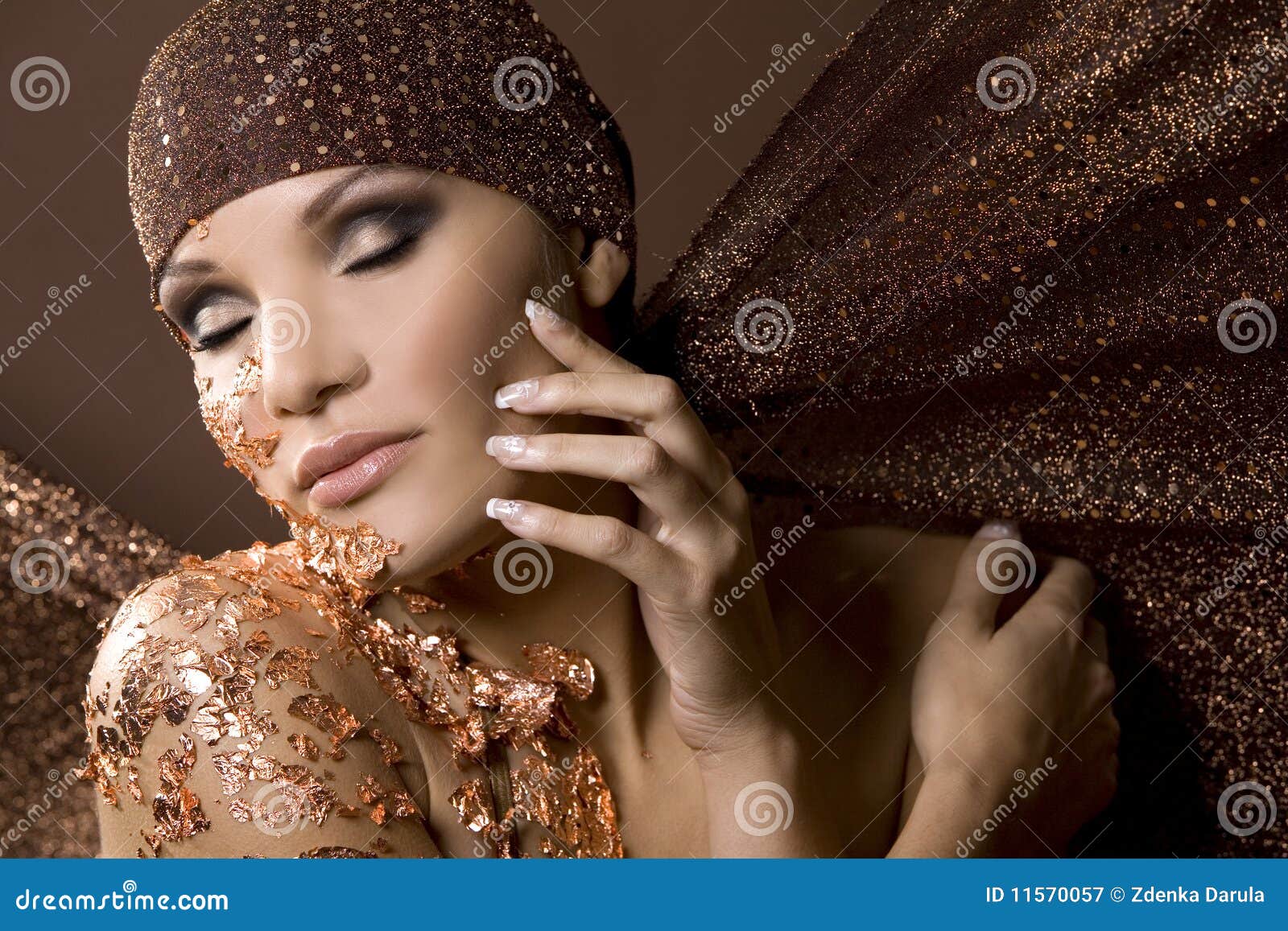 Woman in bronze stock image. Image of adult, glamorous 11570057