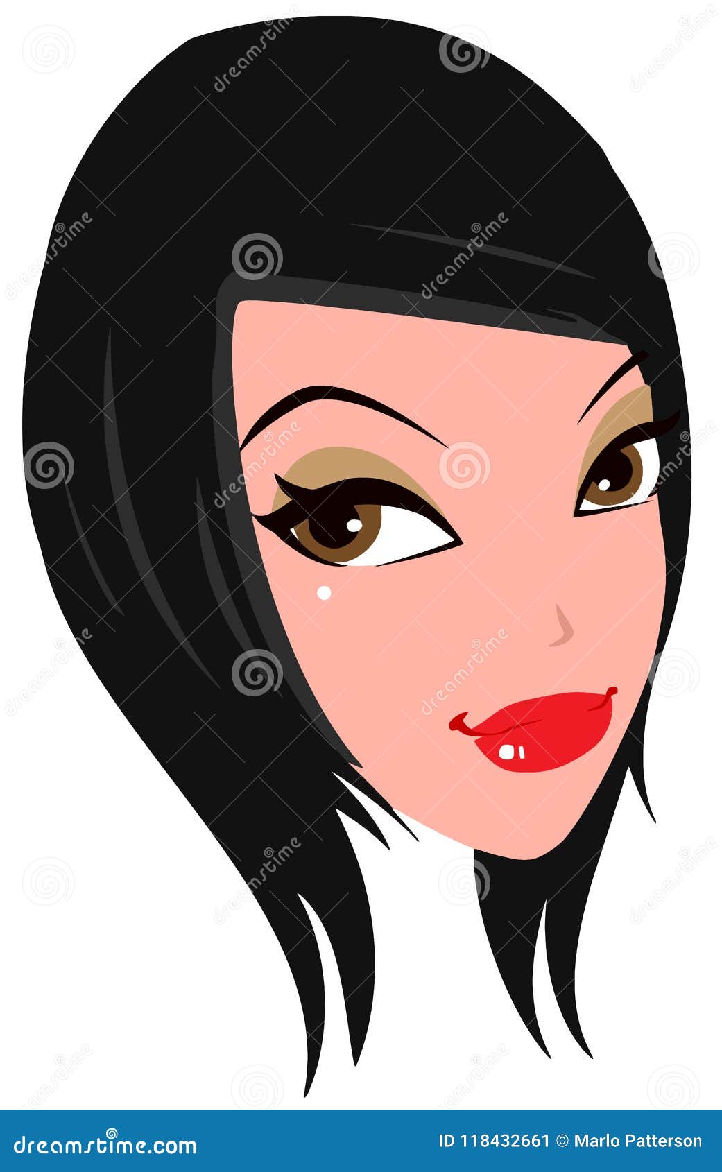 Woman with Brown Eyes and Black Hair Stock Vector - Illustration of  hairstyle, lipstick: 118432661