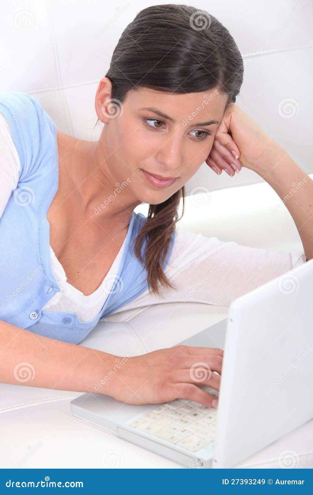 Woman Browsing the Internet Stock Image - Image of happy, looking: 27393249