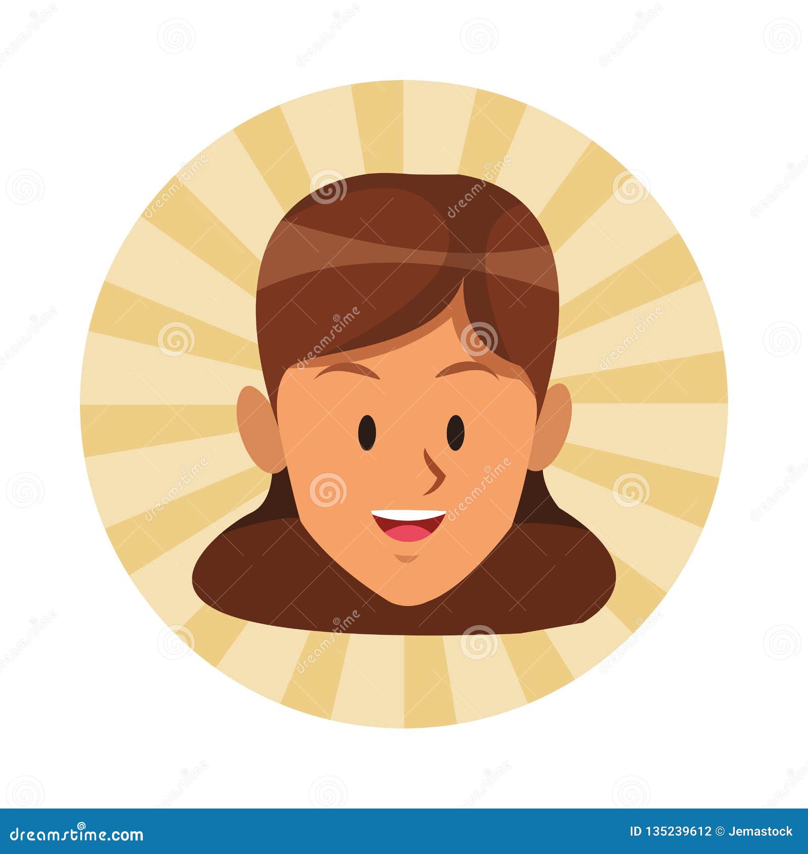 Download Woman Brunette Smiling Only Face Stock Vector - Illustration of natural, brunette: 135239612