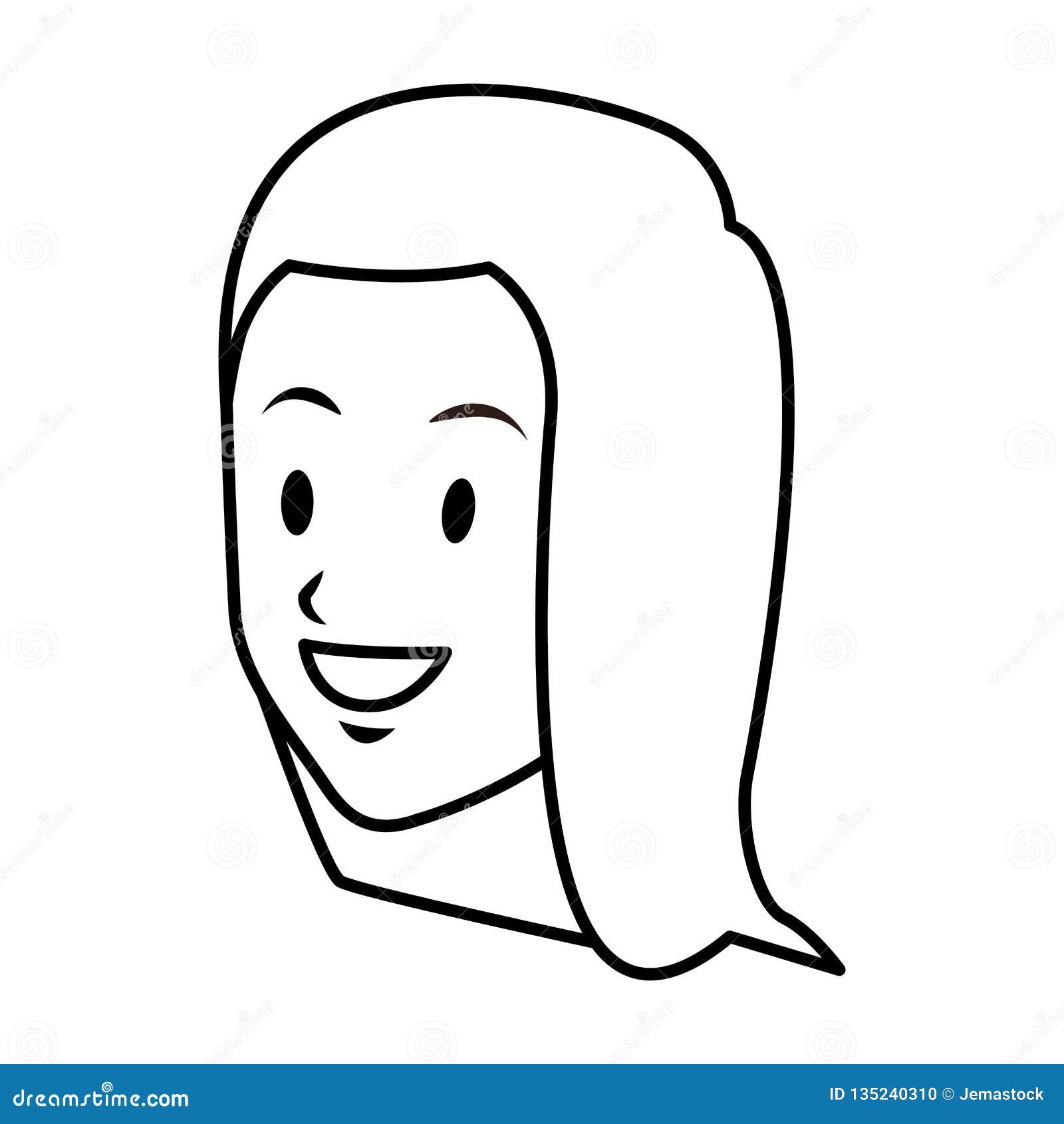 Woman Brunette Smiling only Face Black and White Stock Vector ...