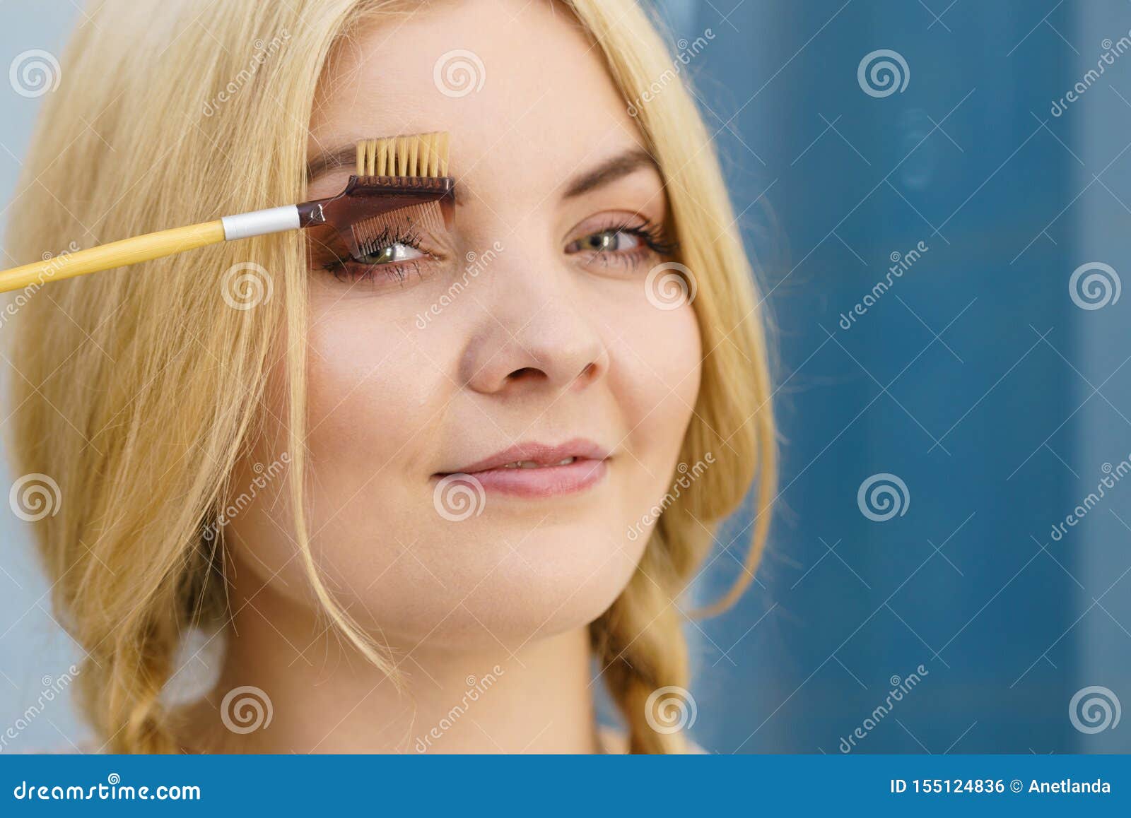 Woman Brushing Her Eyebrows Stock Photo Image of closeup, brows