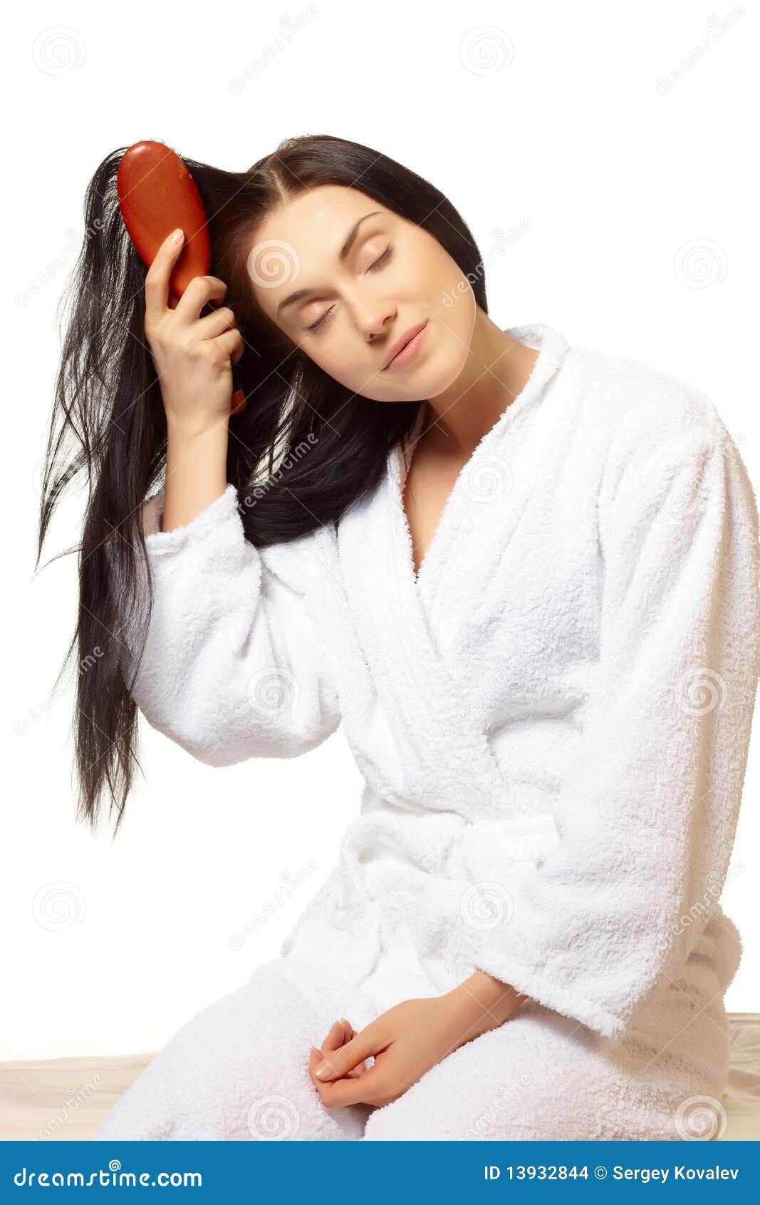 Woman brushing her hair stock photo. Image of youth, relax 13932844