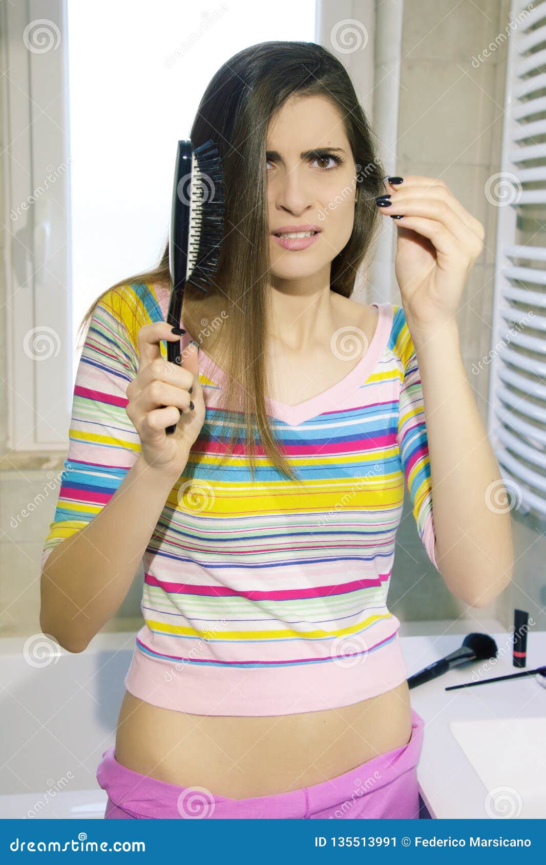 Woman After Brushing Lon