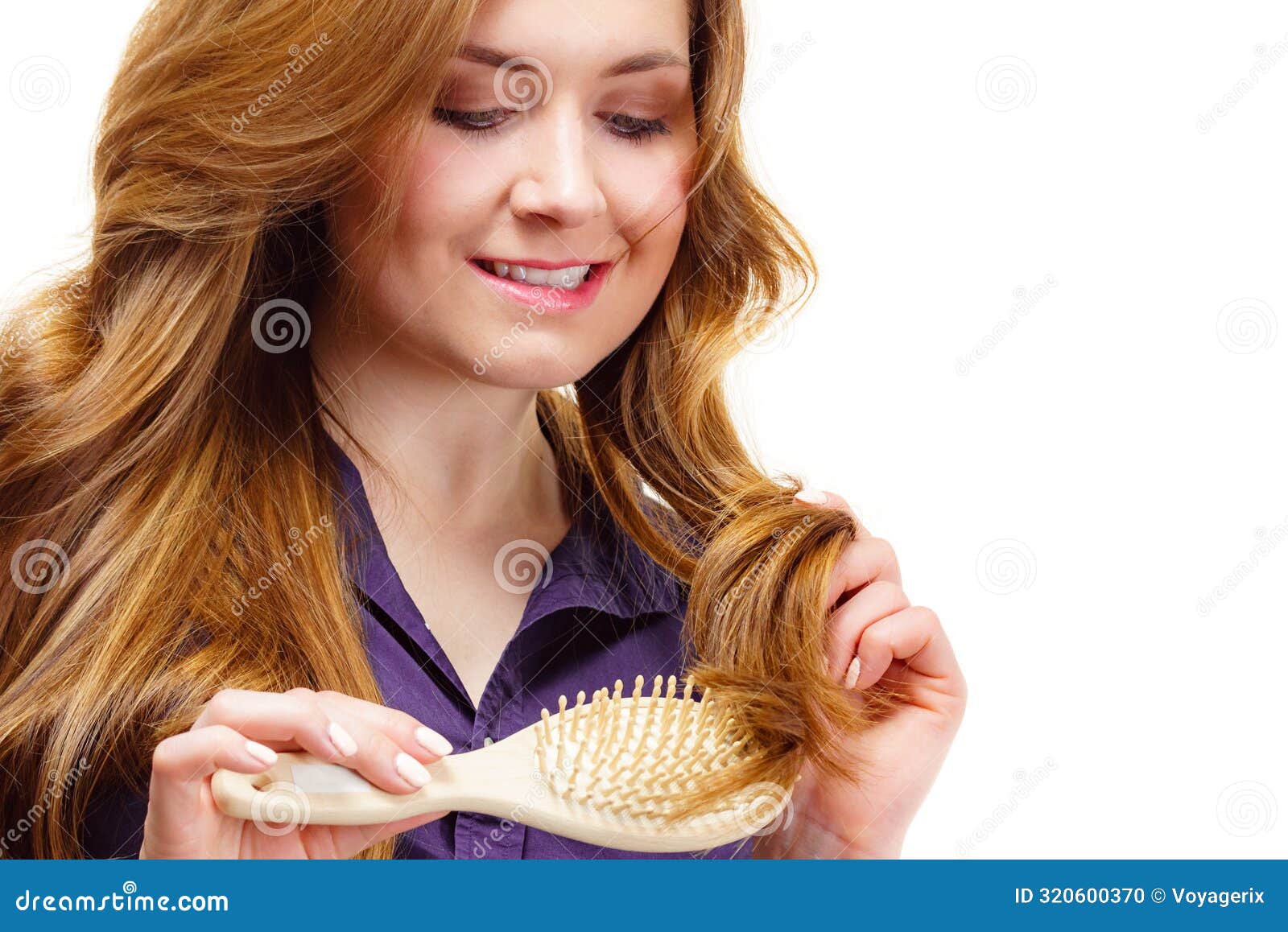 Woman Brushing Long Healthy Brown Hair Stock Photo Image of brush