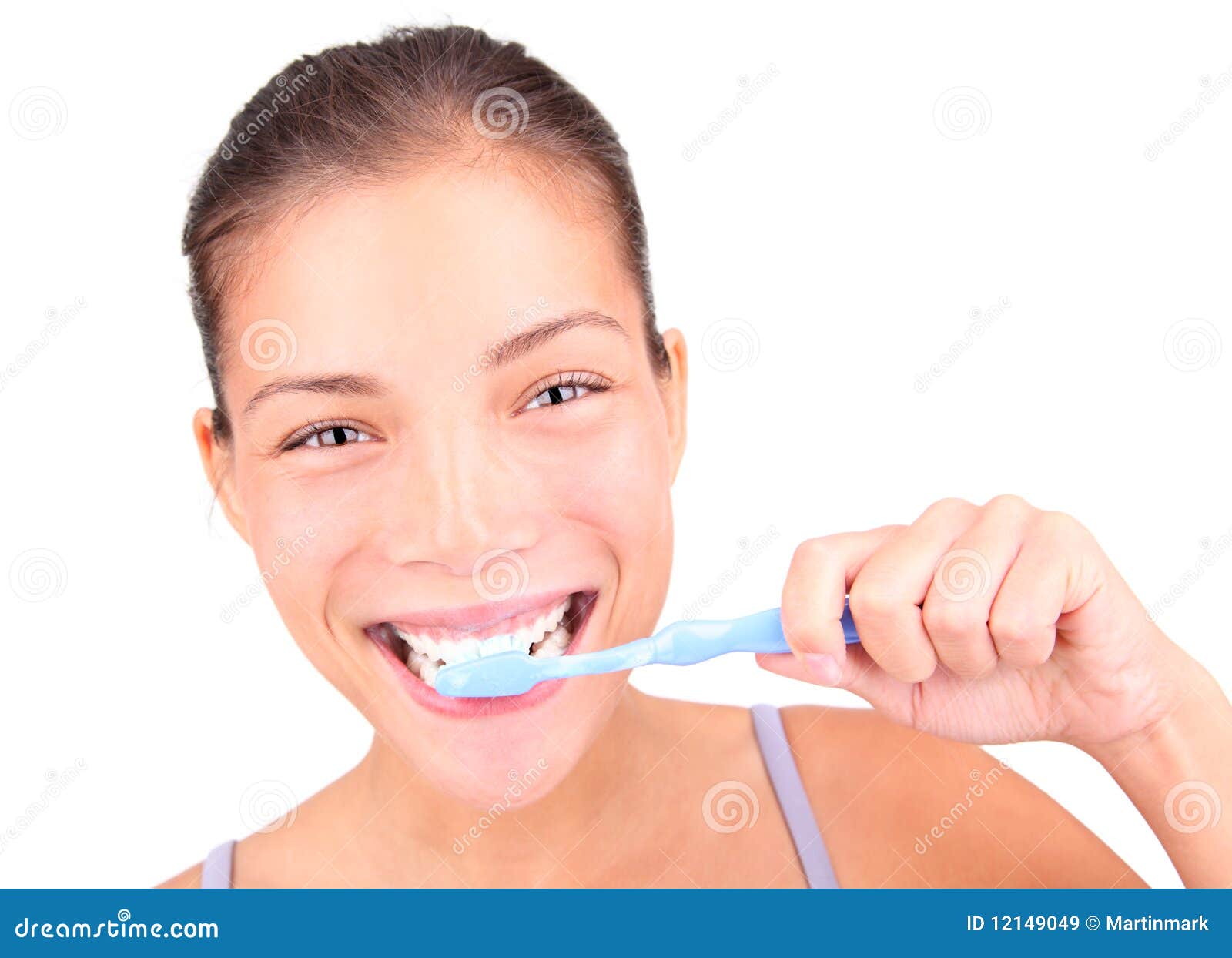 Woman brushing teeth stock image. Image of clean, happy 12149049