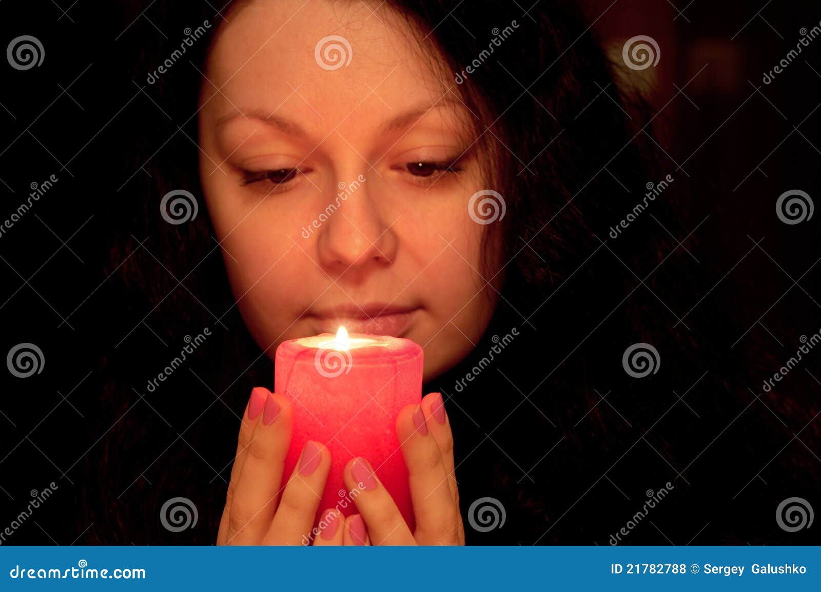 The Woman with Burning Candle Stock Photo Image of flame, darkness