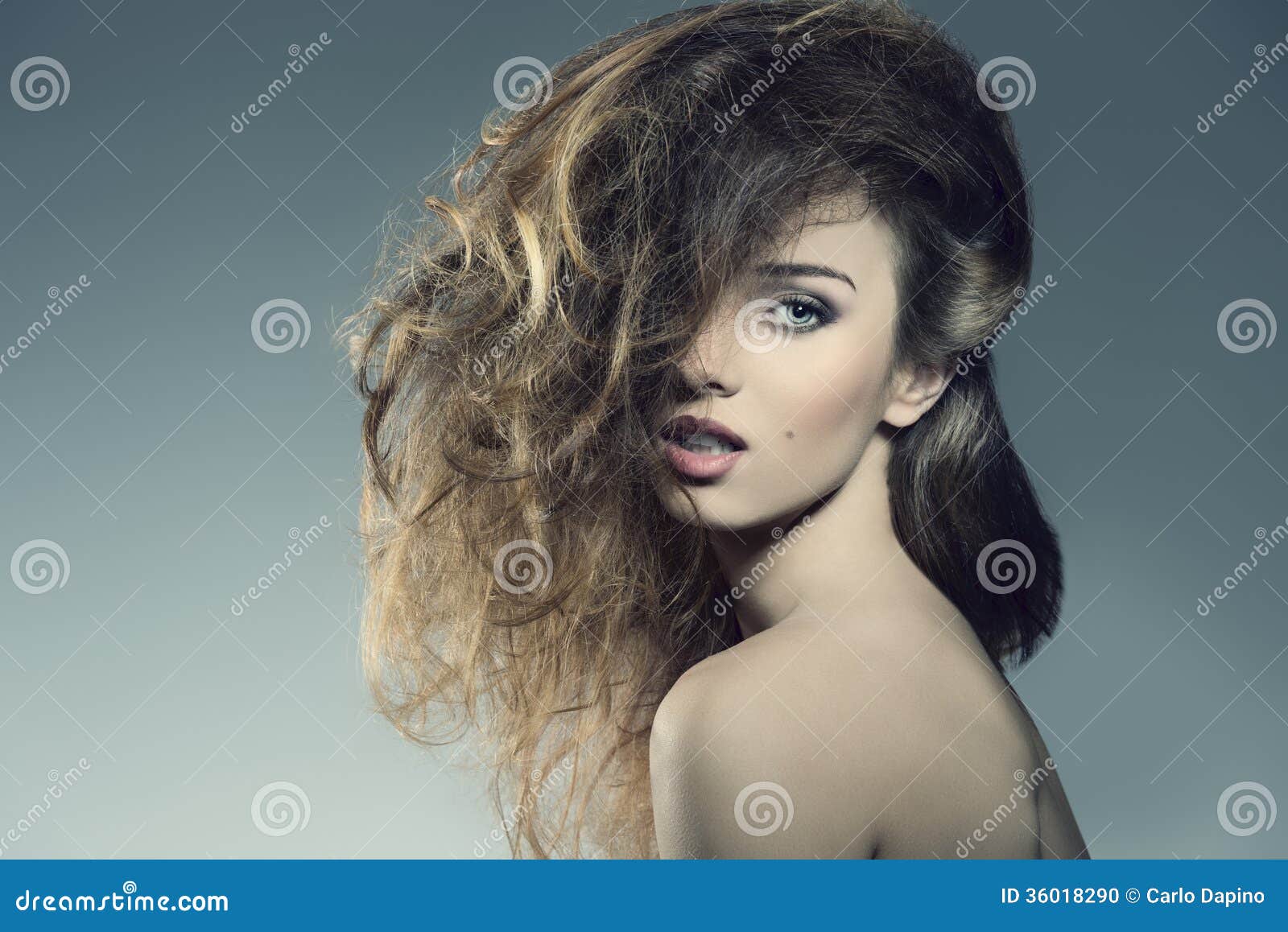 woman with bushy hair