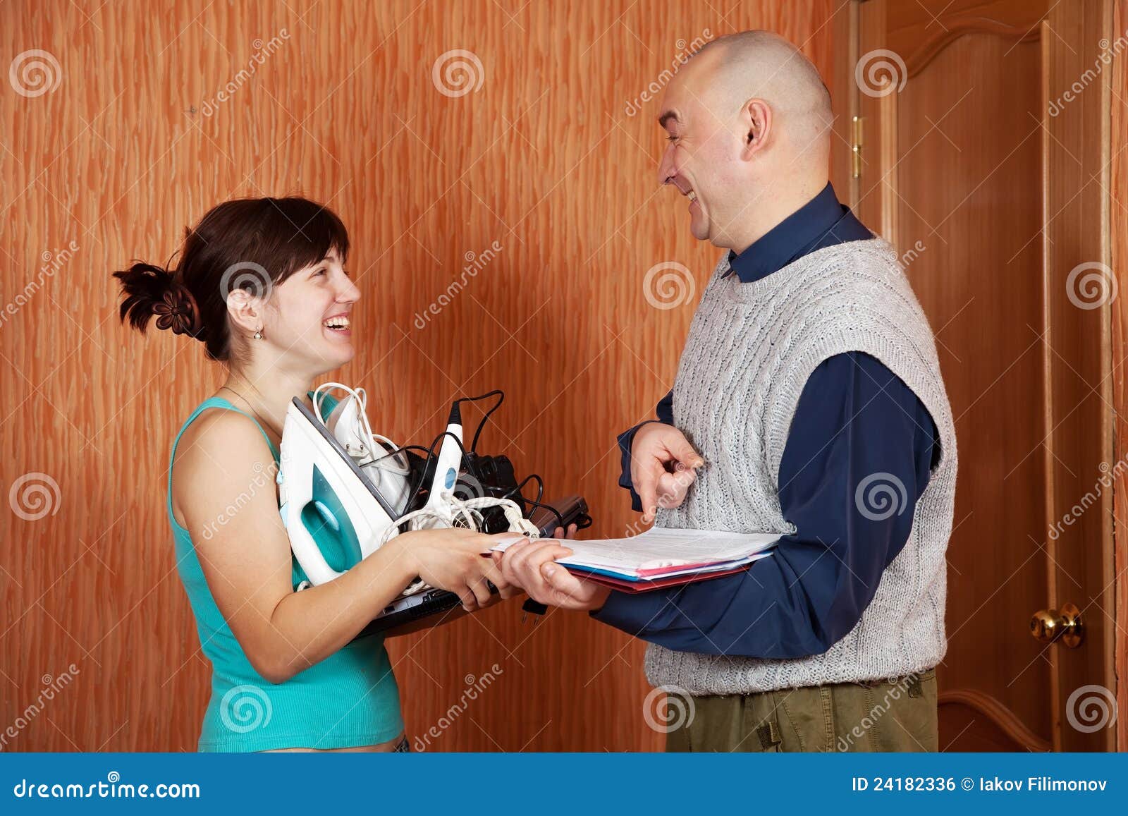 Woman buys home appliances stock photo. Image of buys 24182336