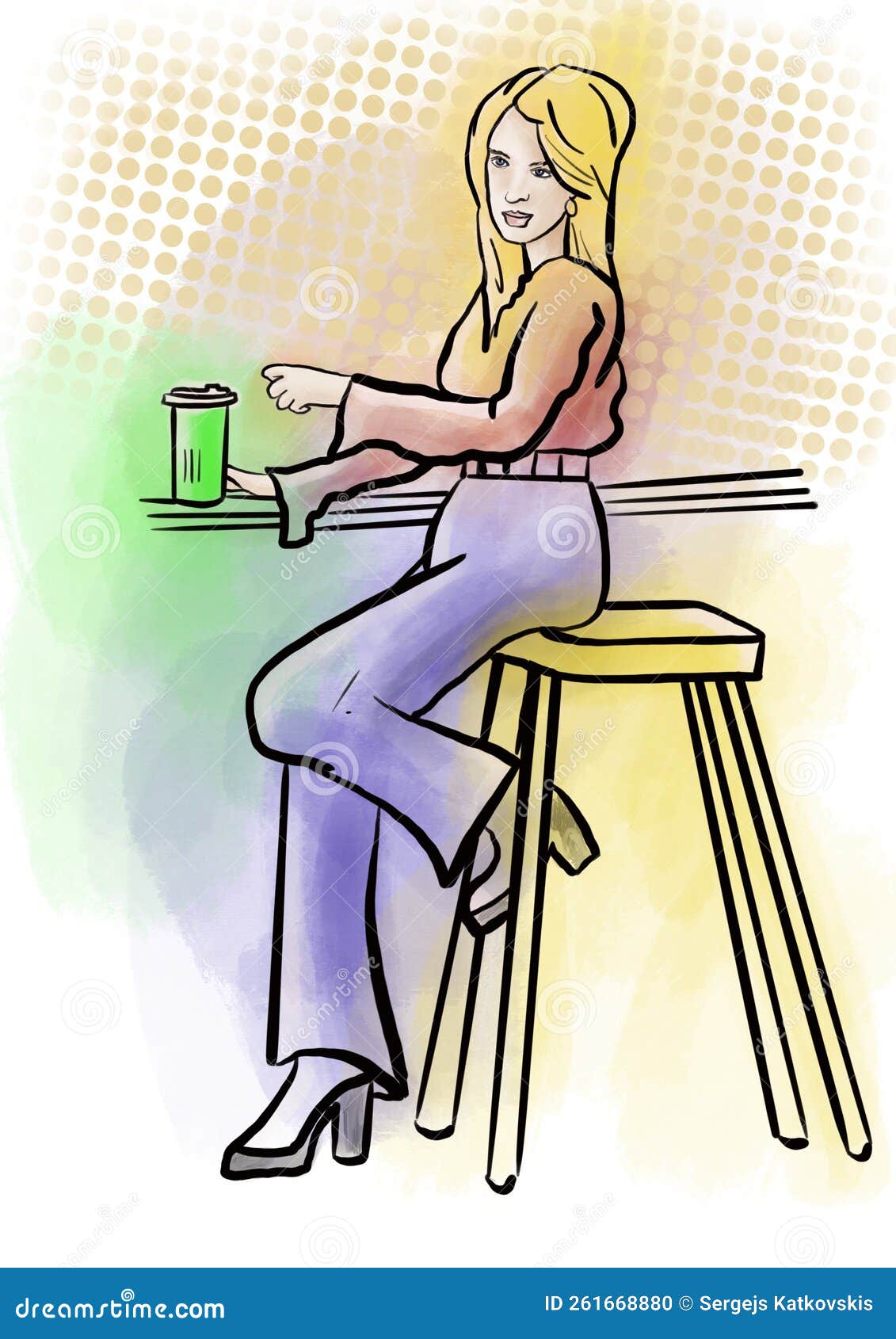 woman in a cafe with a mug of americano coffee