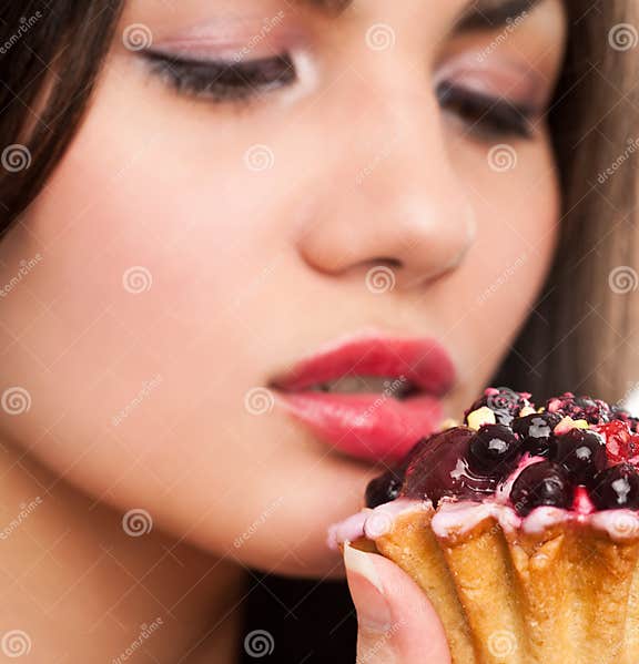 Woman and cake stock image. Image of hair, adult, cake 11645543