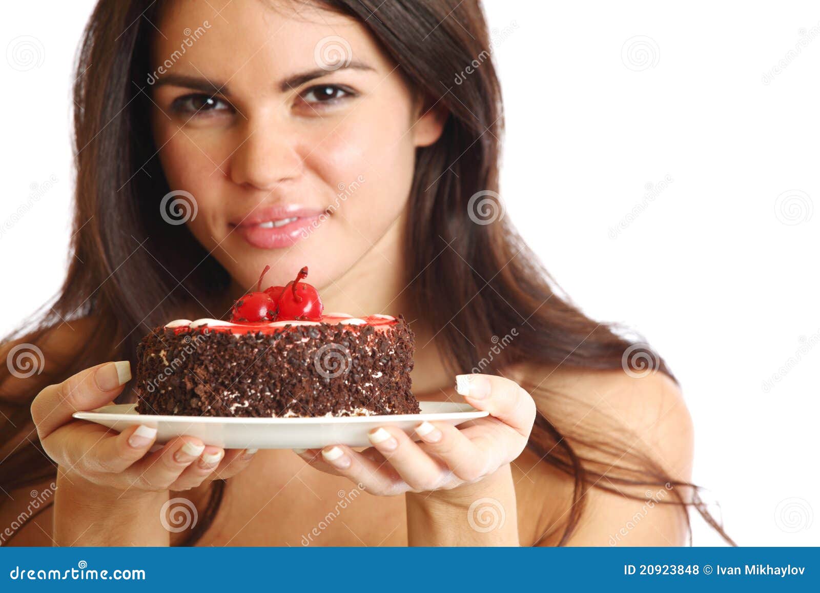Woman and cake stock photo. Image of female, calories 20923848