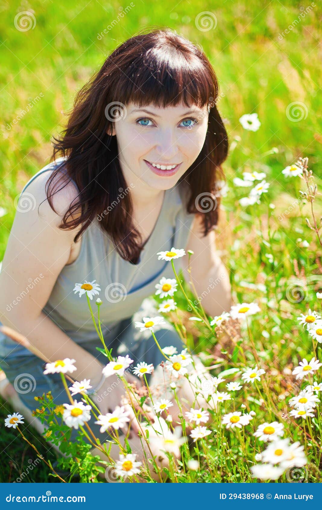 Woman and Camomiles stock photo. Image of portrait, camomiles - 29438968