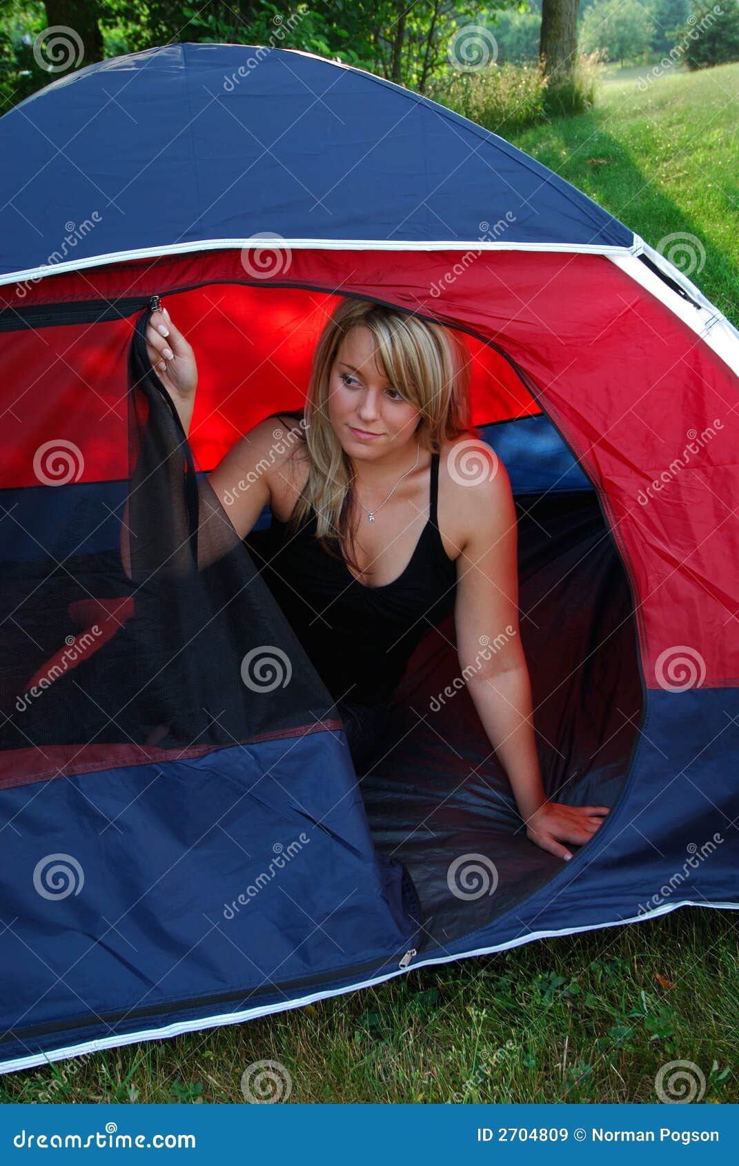 Woman Camping stock image. Image of blond, people, long - 2704809
