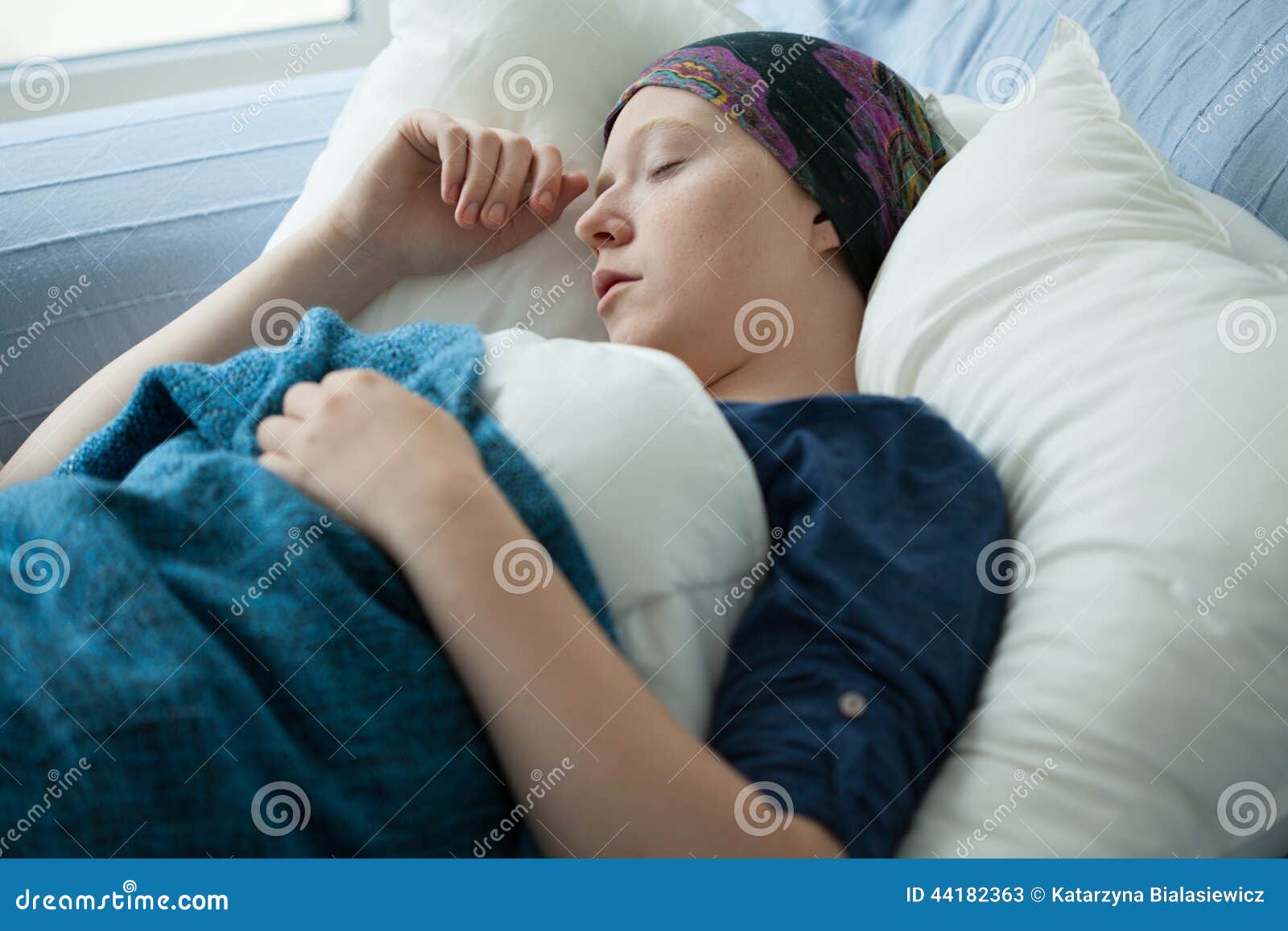 Woman with Cancer Resting in Bed Stock Image Image of lonely, sick