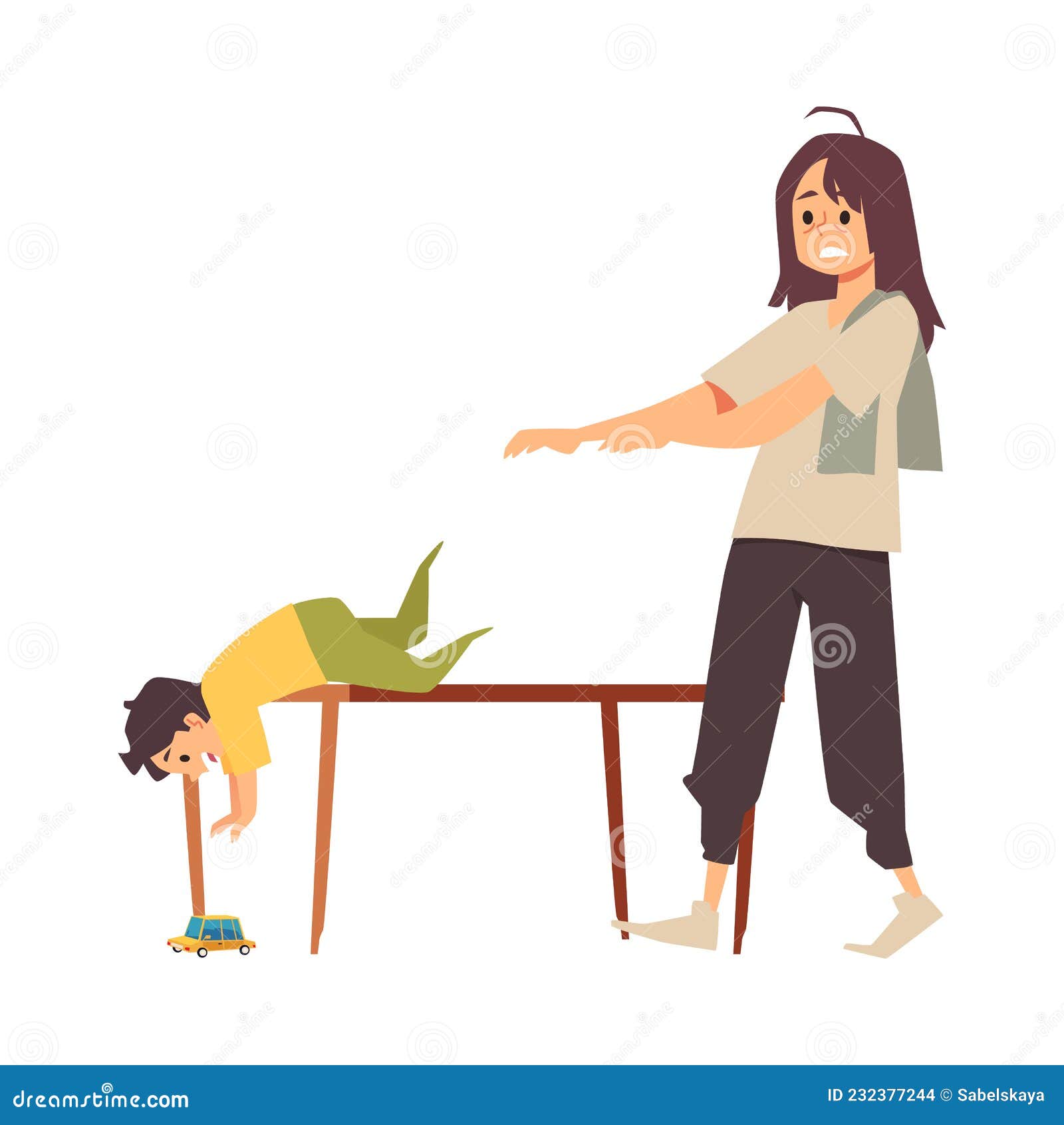 Woman Cannot Cope with Raising a Child, Flat Vector Illustration ...