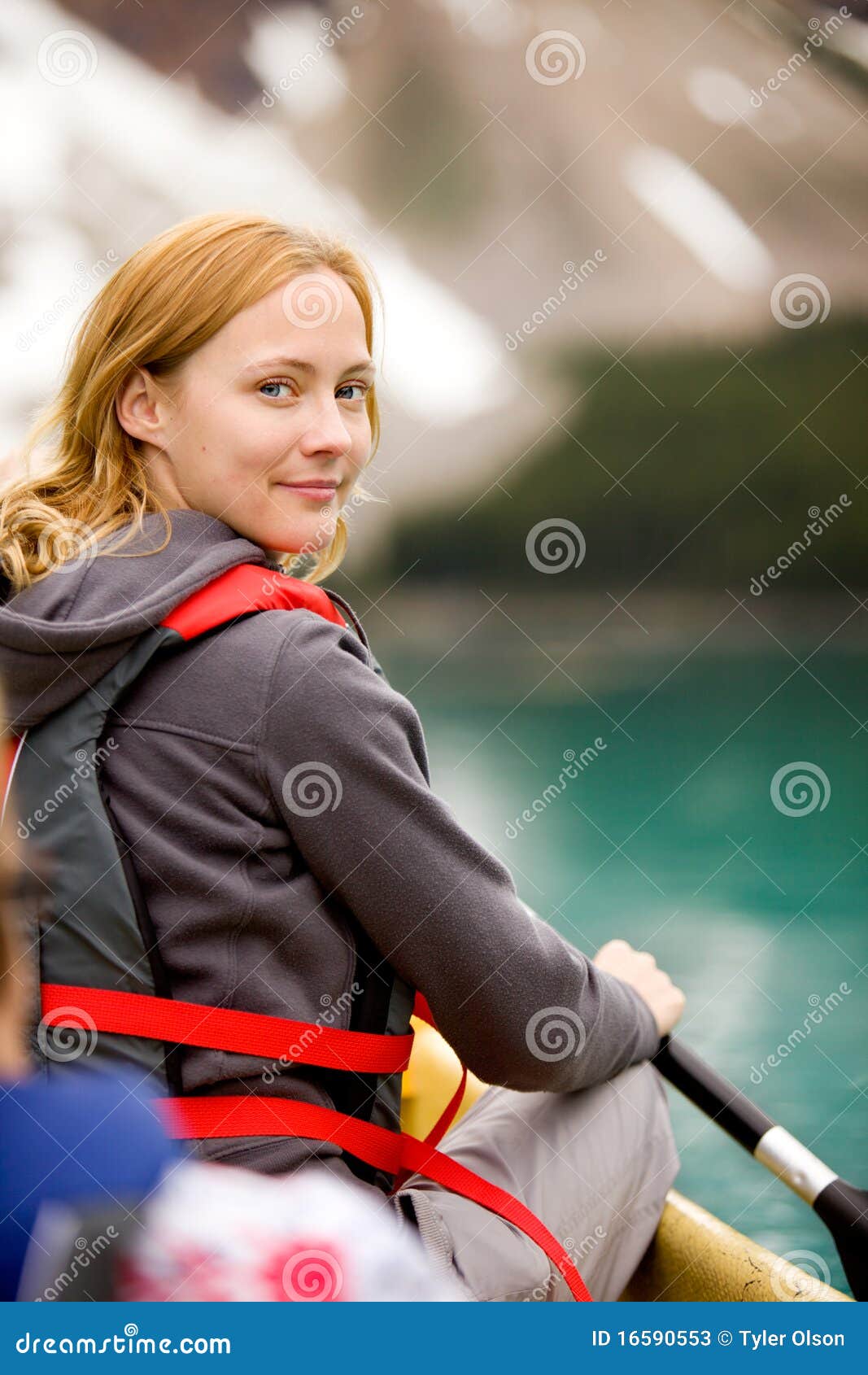 Woman in Canoe stock image. Image of paddle, caucasian 16590553