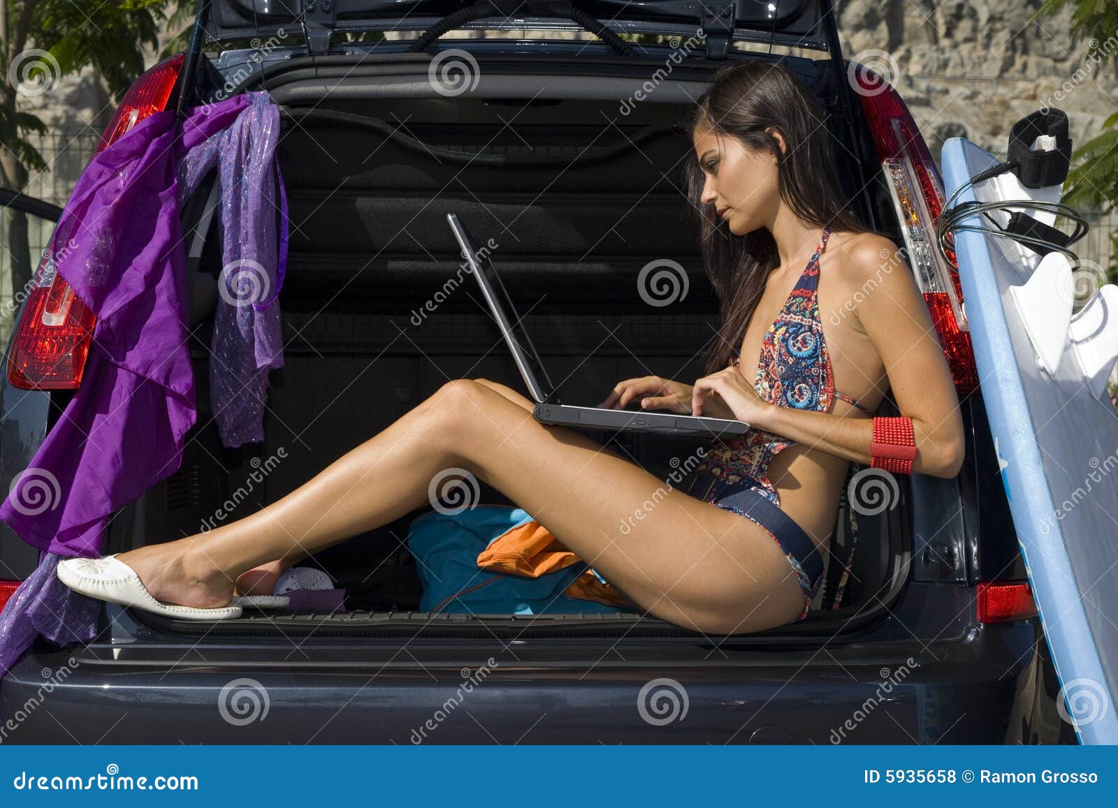 woman on car
