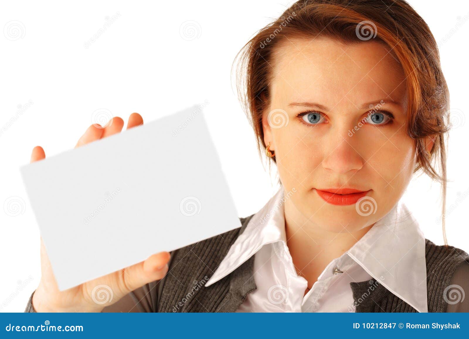 Woman with Card stock image. Image of selective, paper 10212847